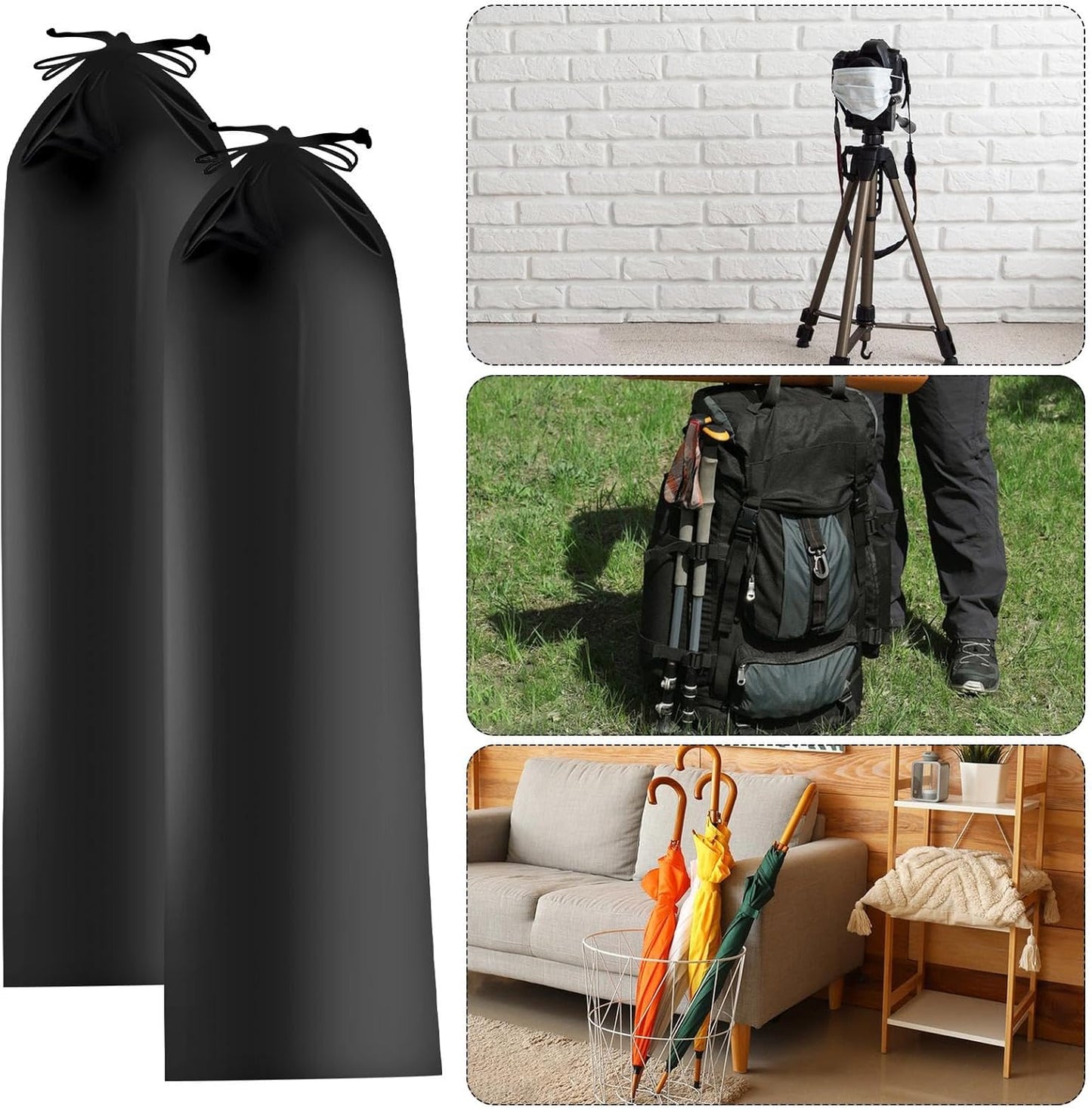 Generico Long Drawstring Pouch, 2X Protective Storage Bag 8x24 Inches, Lightweight Portable Fast Drying Carrying Case for Travel, Camping & Outdoor Gear Organization