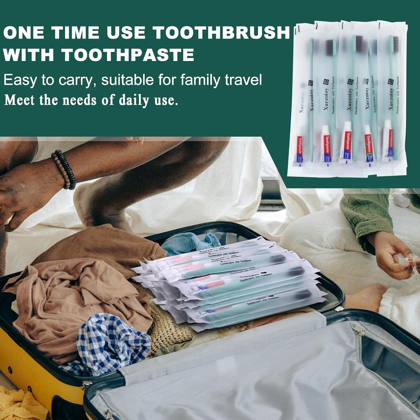 Disposable Toothbrushes with Toothpaste,30 Pack Green Bulk Toothbrushes Individually Wrapped Travel Toothbrush and Toothpaste Kit for Homeless,Nursing Home,Hotel,Charity