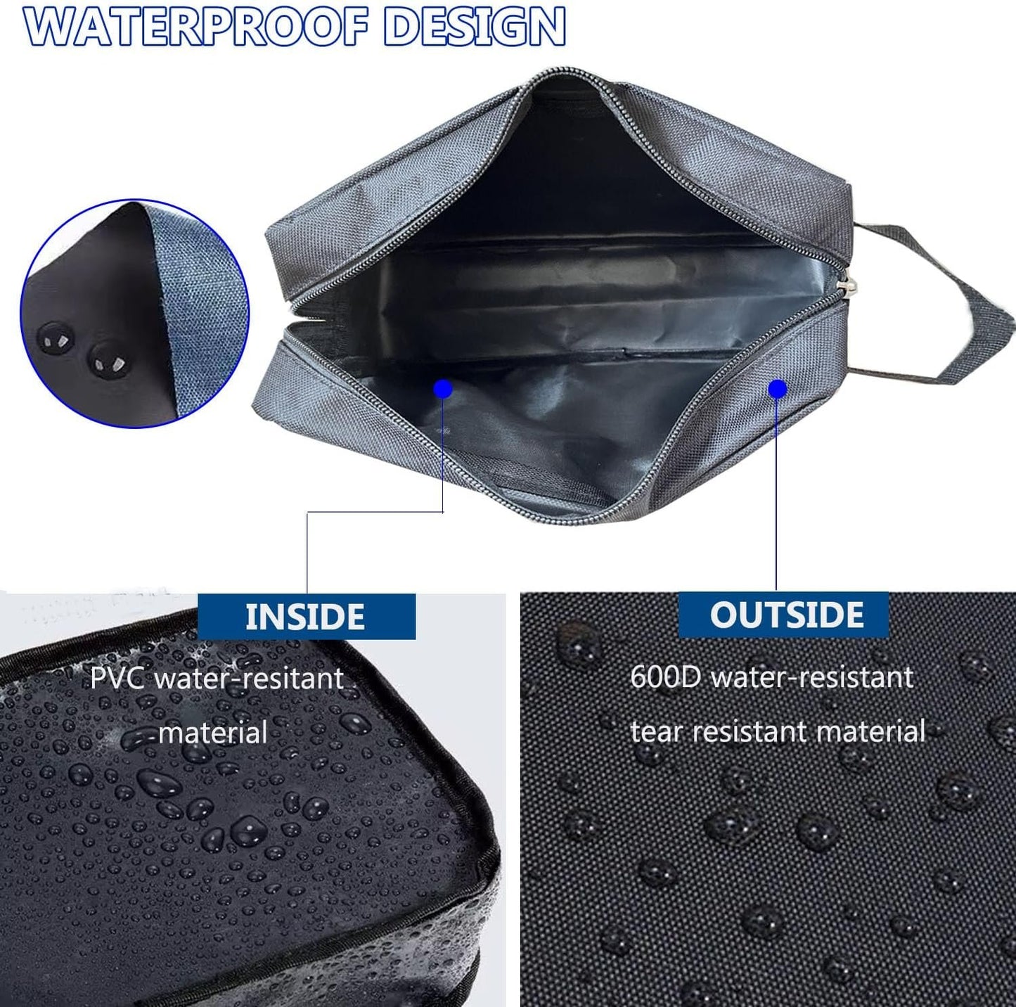 Toiletry Bag for Men, Veyarien Travel Shaving Bag Dopp Kit Water-Resistant Cosmetic Bag Travel Organizer for Toiletries Accessories (Grey)