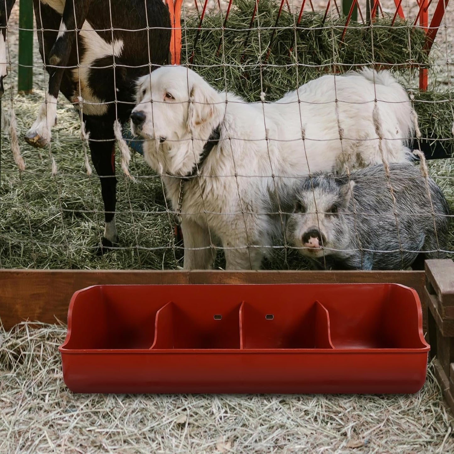VANZACK Pig Feeding Trough Goat Toy Livestock Food Feeder Trough Horse Feed Storage Drinking Fountain Chicken Drinker Animal