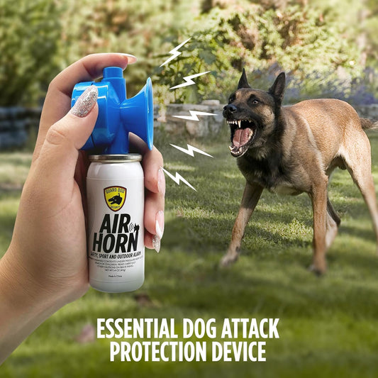 Guard Dog Security Air Horn for Dogs - Powerful Dog Training & Safety Tool - Stops Barking, Jumping, Fighting, Chasing & More - Works as Coyote Deterrent