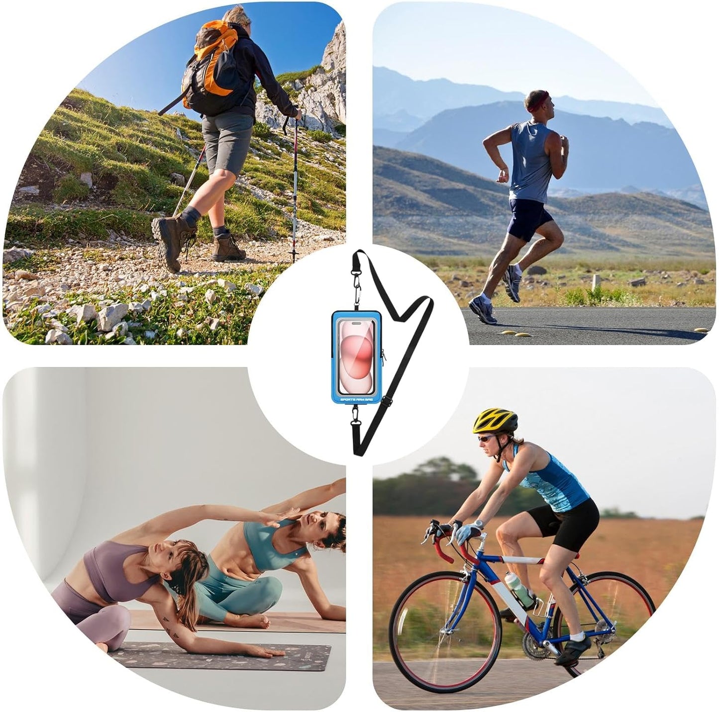 Phone Armband, Adjustable Phone Arm Bands, Waterproof Wrist Bag, Storage Pouch & Outdoor Workout Gear, Ideal for Smartphones, Exercise, Hiking, and Travel Gear, 7.48x4.13 inches
