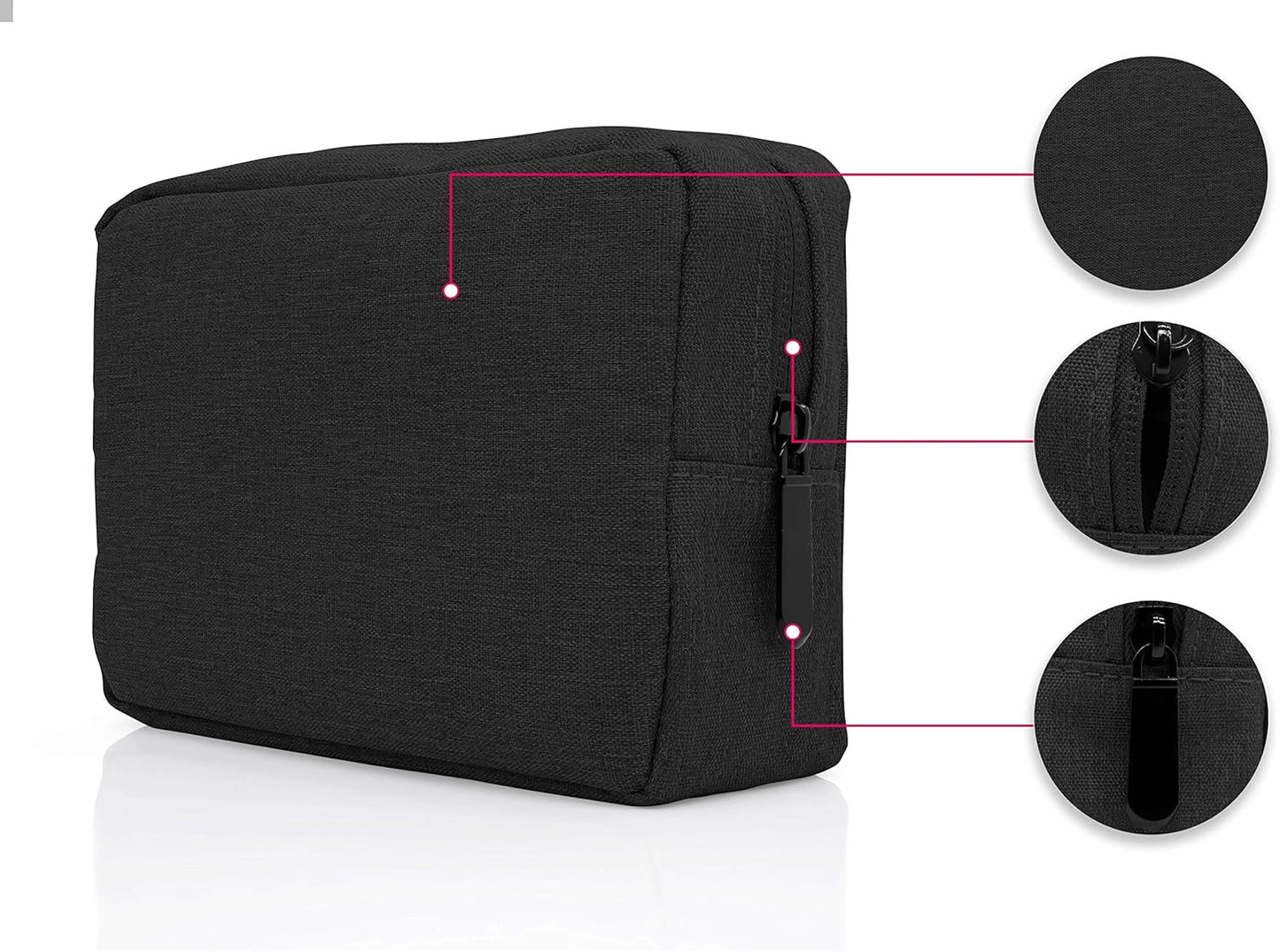 MyGadget Travel Cable Organizer – Universal Case for Electronics or Makeup – Organizer for Accessories, Charger Cables, Earphones – Black, Black, classic