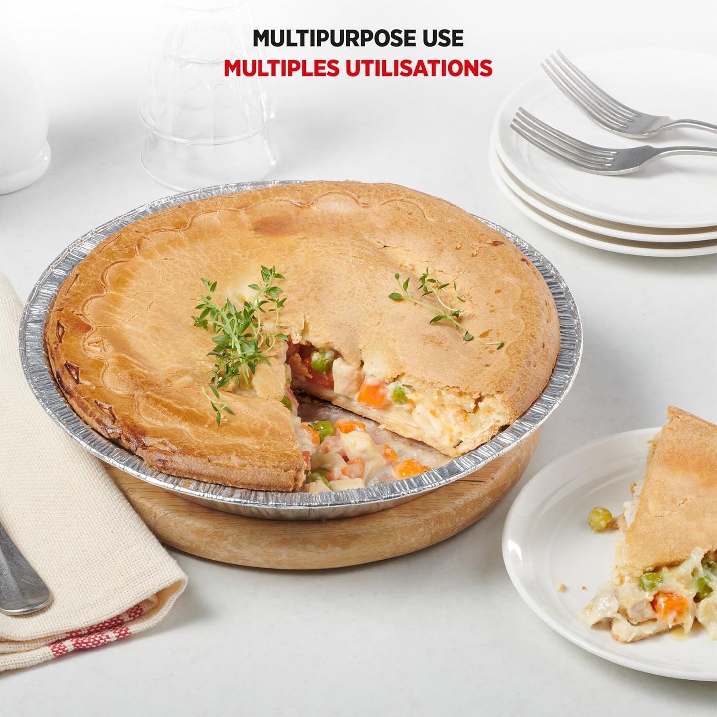 Starfrit (50-Pack) 9” Deep Pie Plates (23 cm) - Recyclable - Disposable - Oven & Freezer Safe - Perfect for Baking Pies, Chicken Pot Pies & Quiches