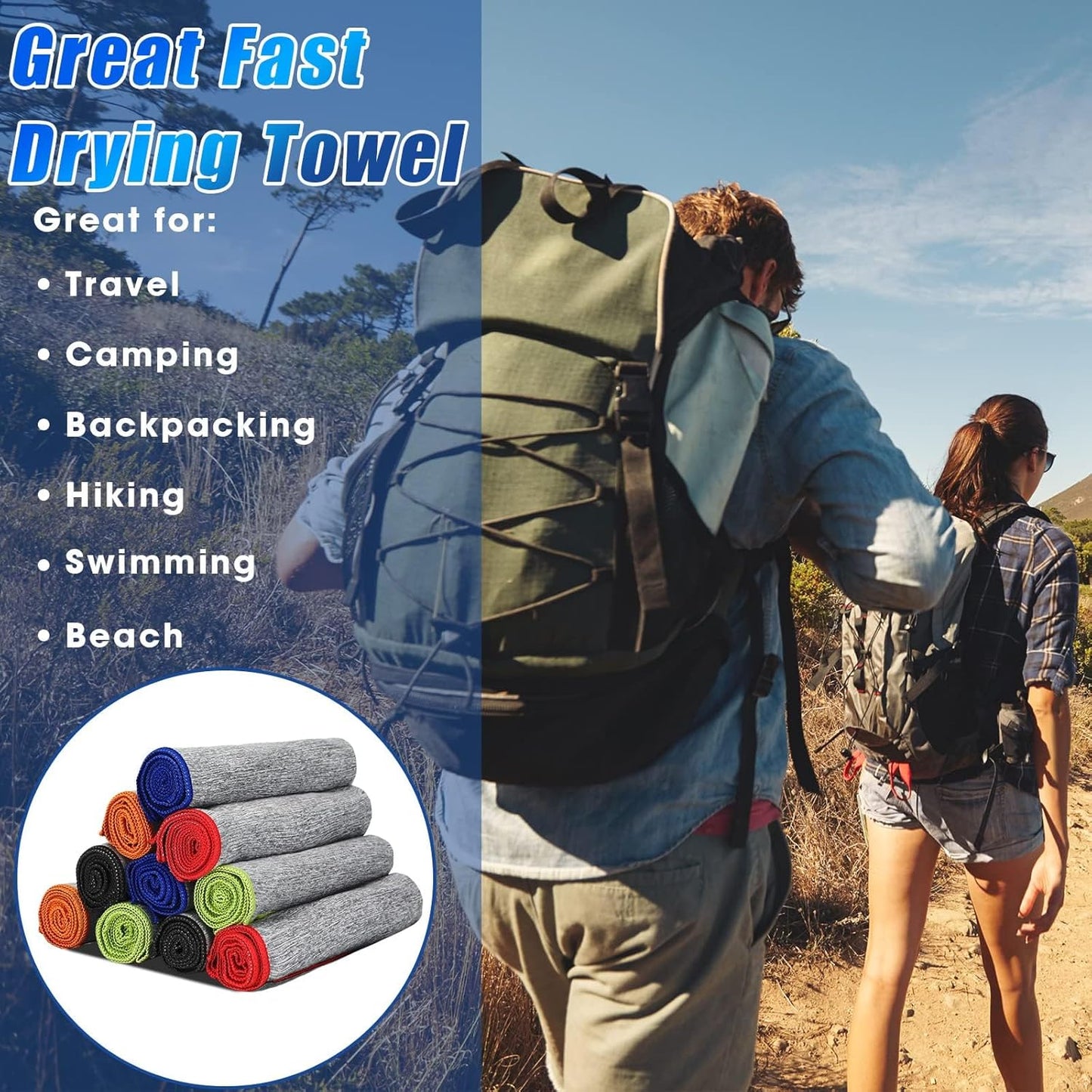 Microfiber Gym Towel Quick Dry Men Women Workout Gear for Body Sweat Sports Exercise Fitness Tennis Running Riding Hiking Camping Yoga Jogging Fishing Working Out Towel