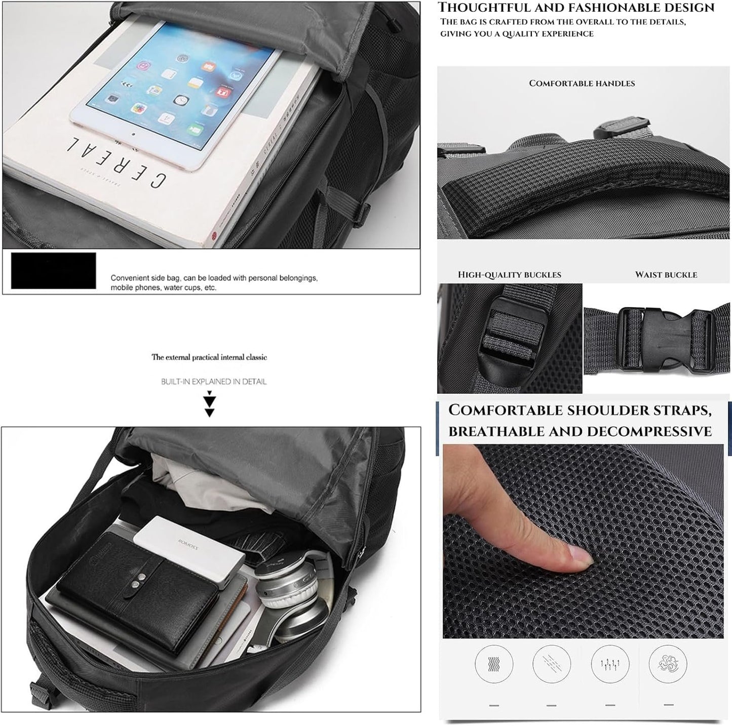 XCJump 60L Hiking Backpack Water Resistant Outdoor Sports Travel Daypack Bag Lightweight Bag For Women Men Mountaineering Camping Tourism