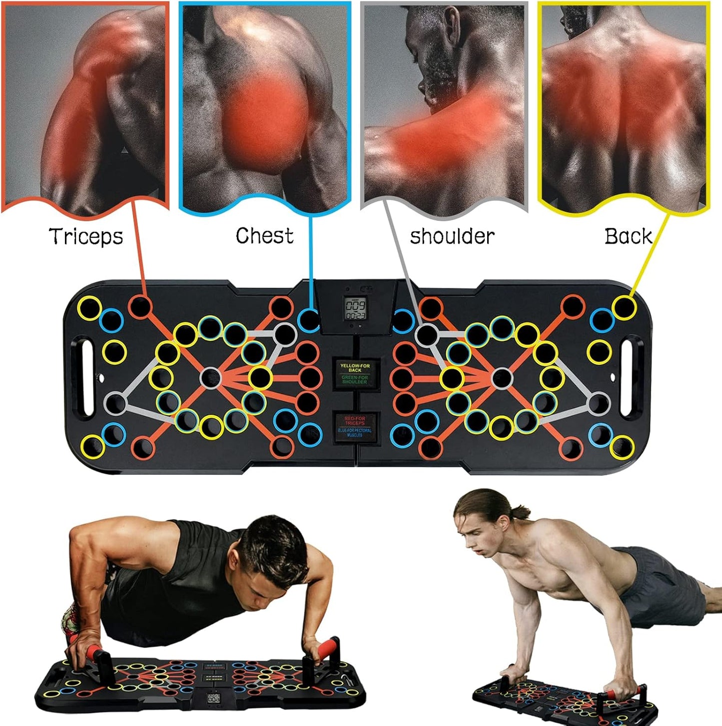 Surplex 41 in 1 Push Up Rack Board Fitness Gear Power Press Push Up Bracket System Workout Training Gym Exercise Rack for Body Building Training with Resistance Band & Smart Counter