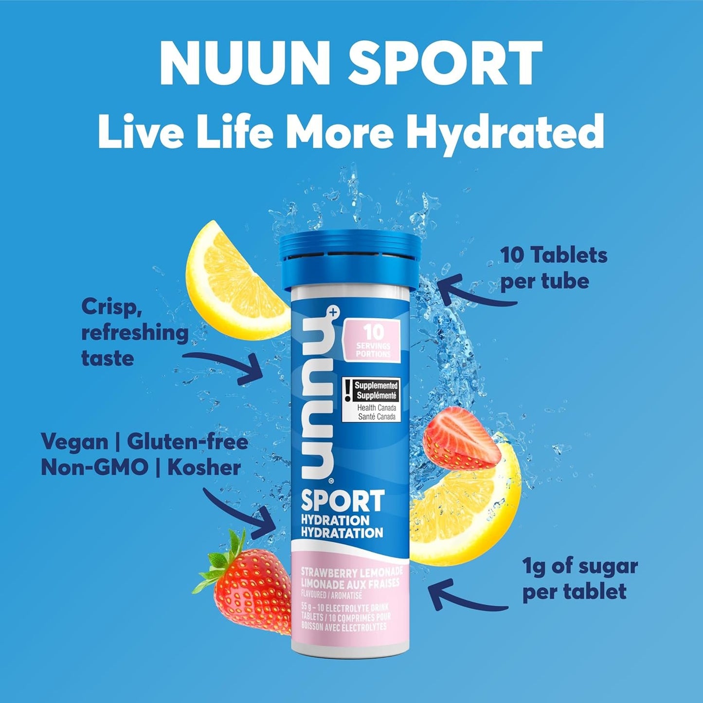Nuun Sport: Electrolyte Drink Tablets, Box of 4 Tubes (40 servings), Juice Box Flavour Mix, Electrolyte Hydration Supplement