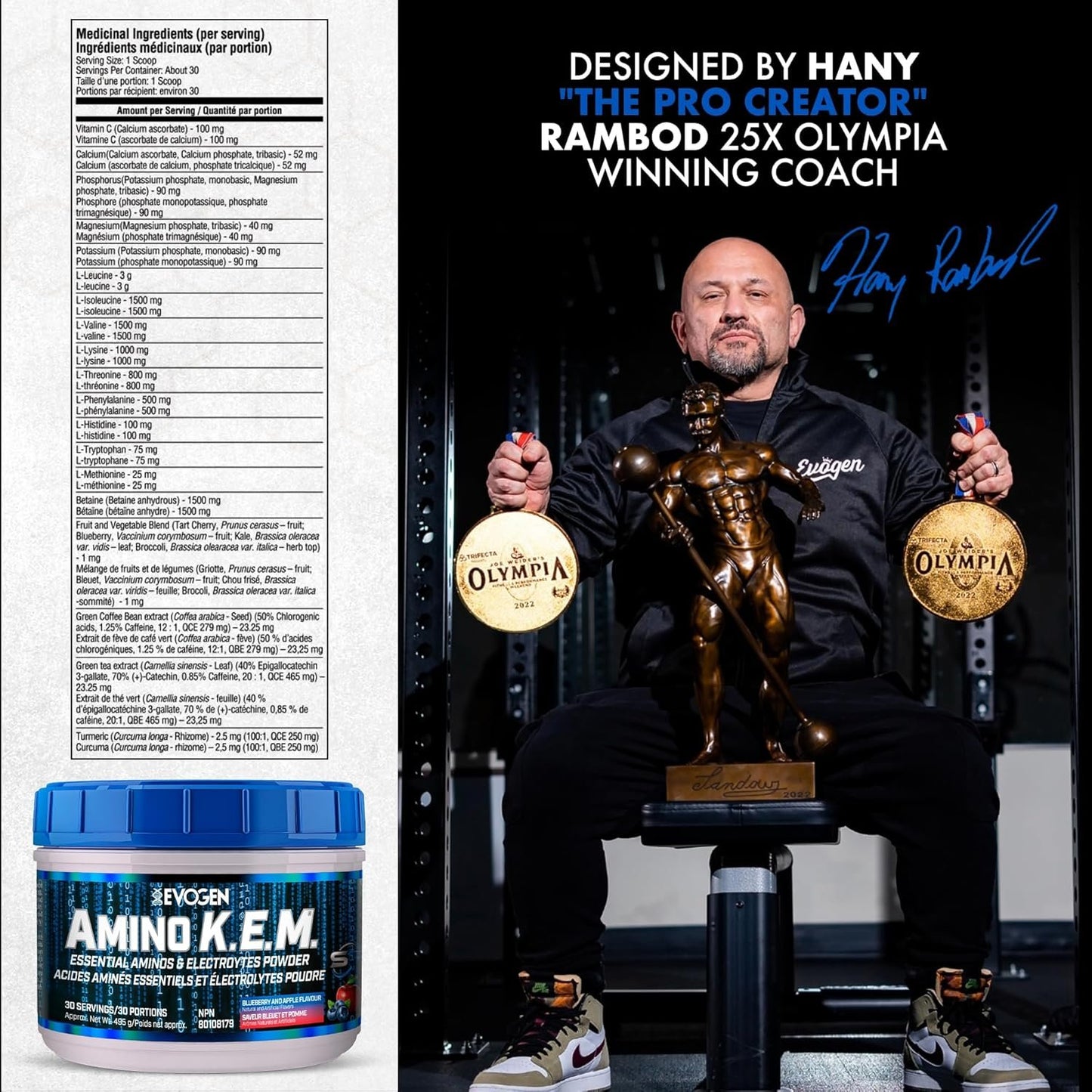 Evogen Amino KEM - Elite EAA Pump Volumizer | Supports Blood Flow, Muscle Growth, Hydration | Full Spectrum EAAs & BCAAs, S7 Nitric Oxide Blend | Blueberry Apple | 30 Servings