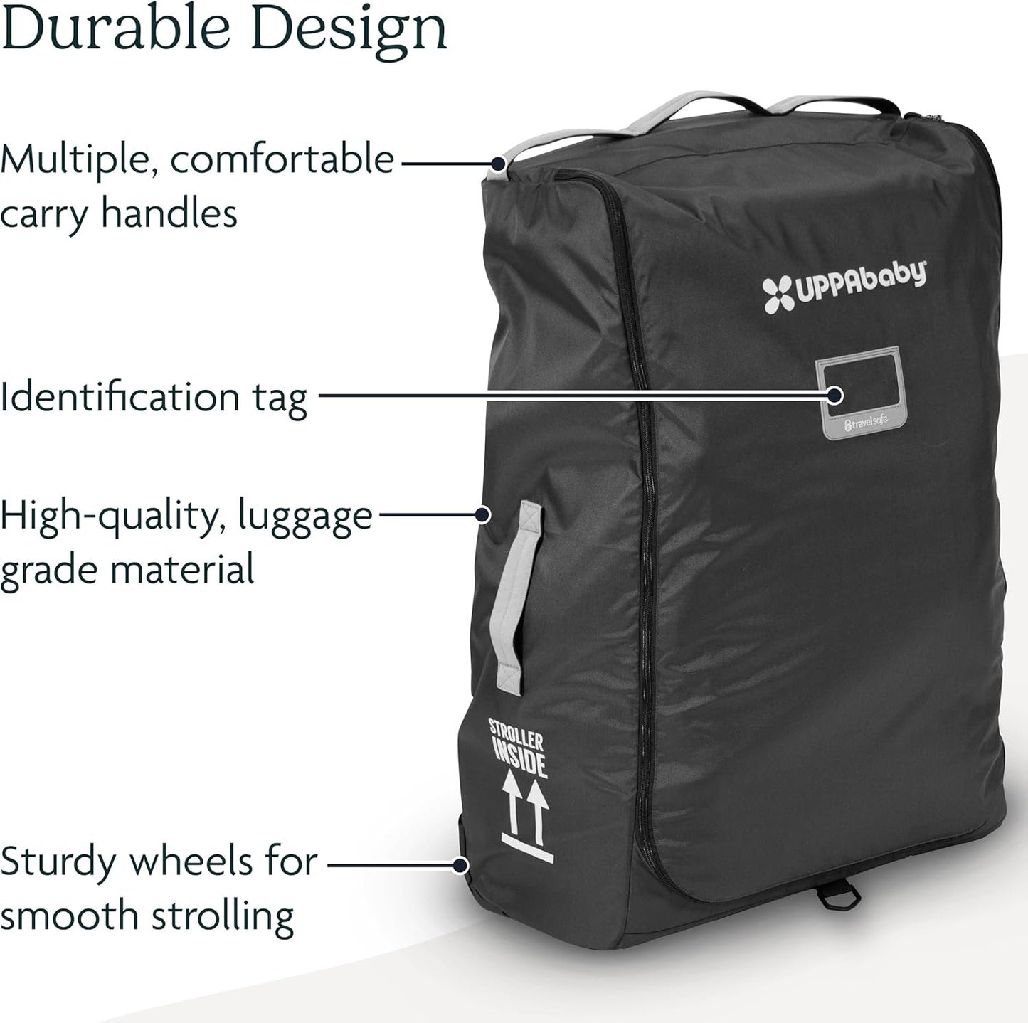 UPPAbaby Travel Bag for Vista and Cruz Strollers - Includes TravelSafe Program Coverage, Inner Wheel Bag and Storage Pocket - Smooth Wheels, Handles + Durable Design