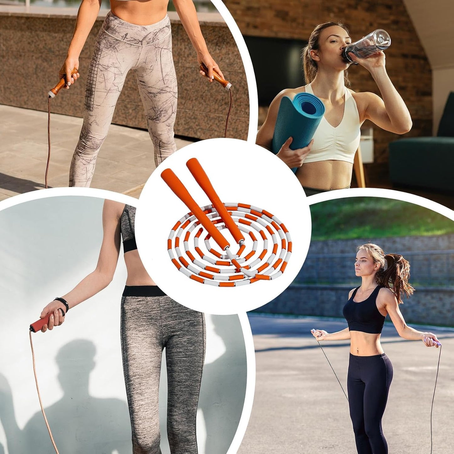 Beaded Jump Rope, Adjustable Fitness, 280 cm/110.24 Inches Adult Training Gear, Cardio Exercise Tool, Durable Workout Accessory, for Gym School Playground Park, Indoor Outdoor Use