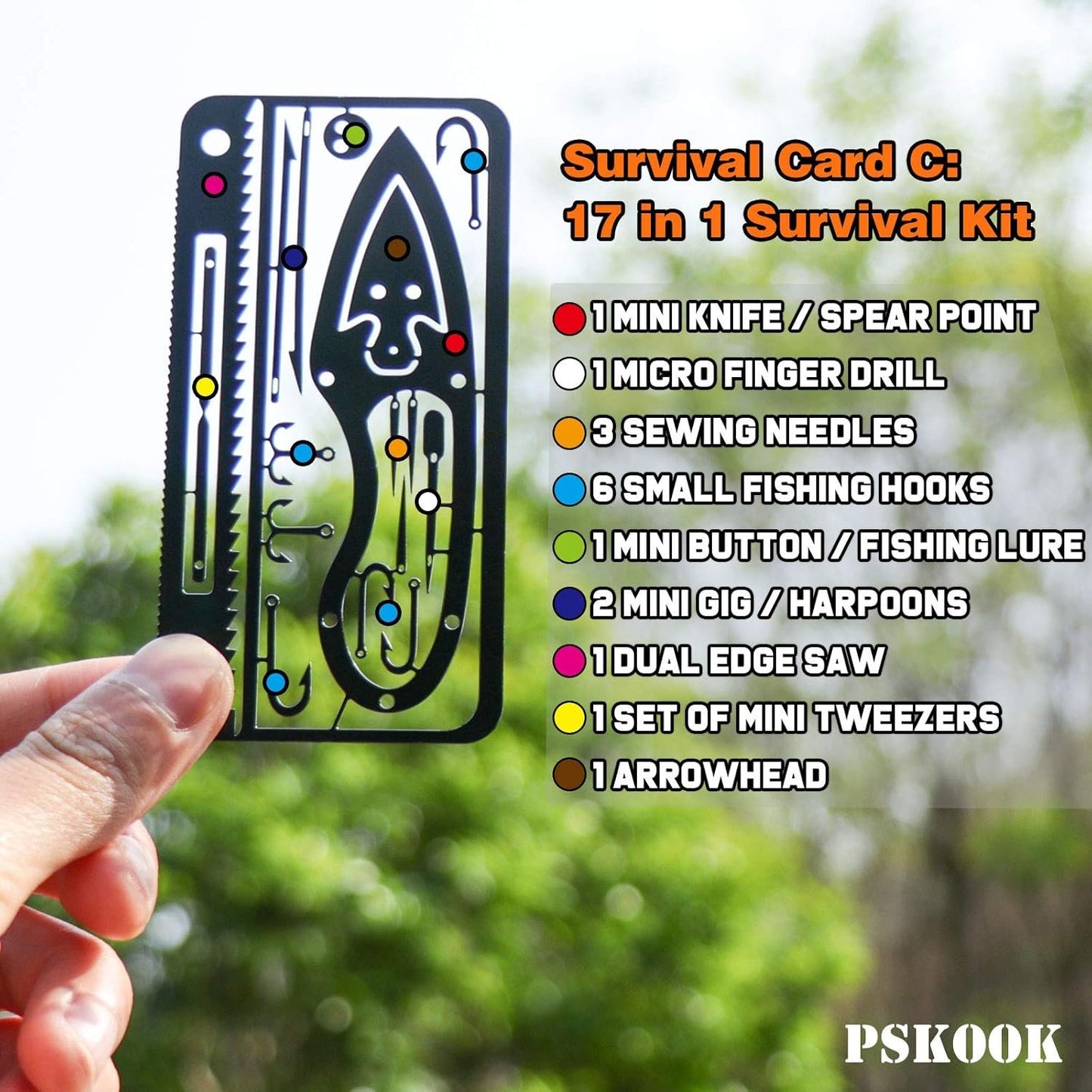PSKOOK Survival Multitool Card Emergency Camping Tool EDC Kit in Your Wallet Outdoor Hunting Fishing Hiking Gear