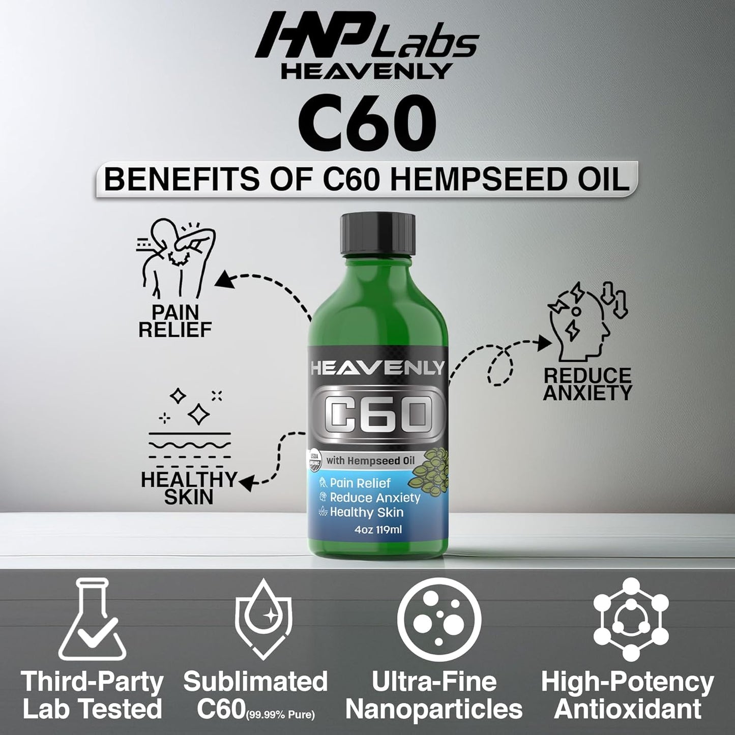 C60 Organic Hemp Seeds Oil - 99.99% C60, Food-Grade Supplement for Longevity & Wellness - 80mg C60 Organic Hemp Oil Boost Vitality, Anti-Aging Formula for Radiant Skin Lab-Tested for Purity