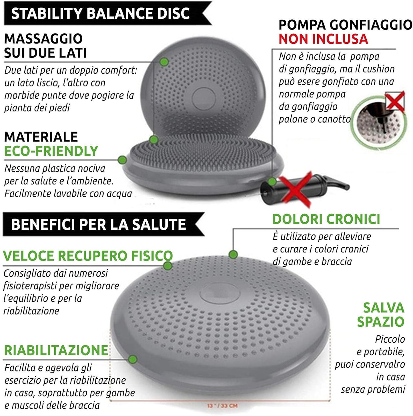 Balance Cushion - Improve Stability and Balance, Inflatable PVC Anti-Burst | Home Fitness Yoga Pilates Rehabilitation
