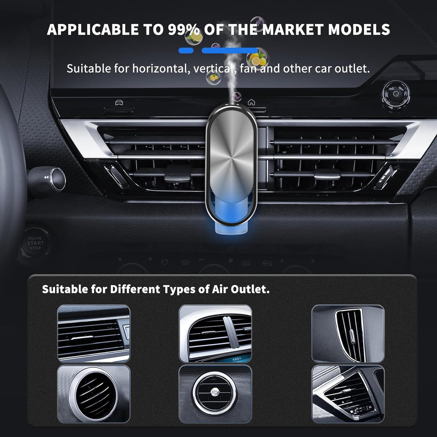 KOMMI Smart Air freshener Car Diffuser Aroma Spray Automatic Interior Car Air Freshener(Diffuser with 4 Essential Oil) (Channel)