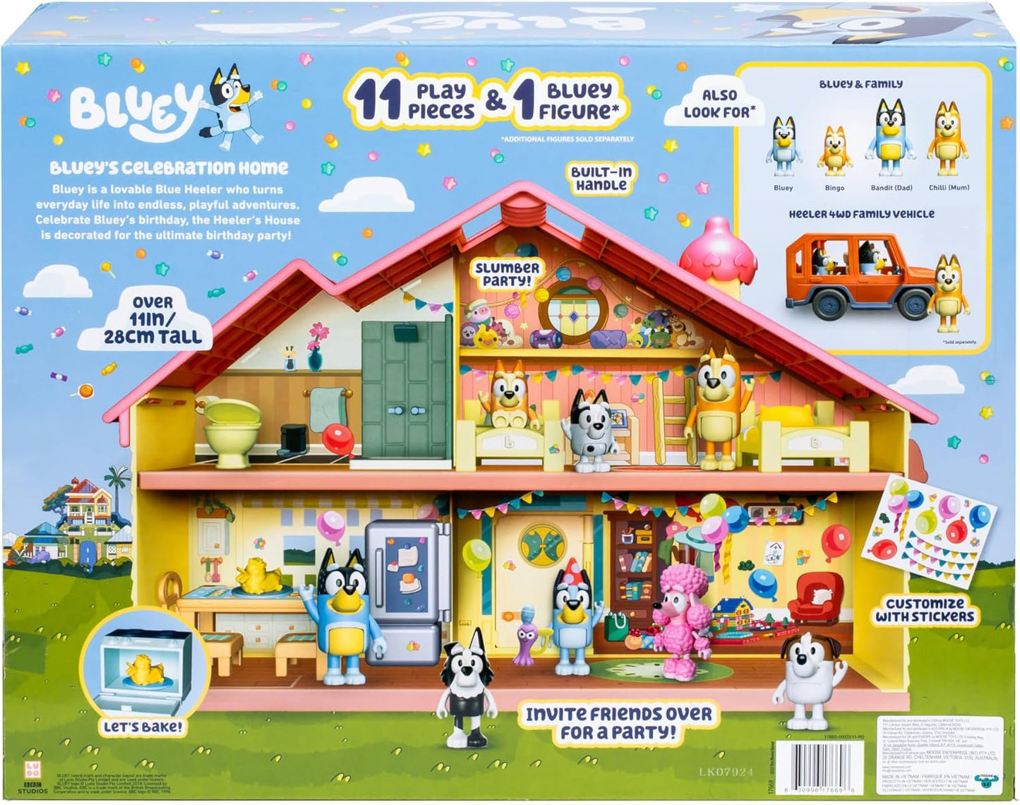 Bluey's Celebration Home, Help Celebrate Bluey's Birthday, with 11 Play Pieces of Removable Furniture and Accessories, Plus 1 Exclusive 6.35cm (2.5") Bluey Figure, Sticker Sheet Included