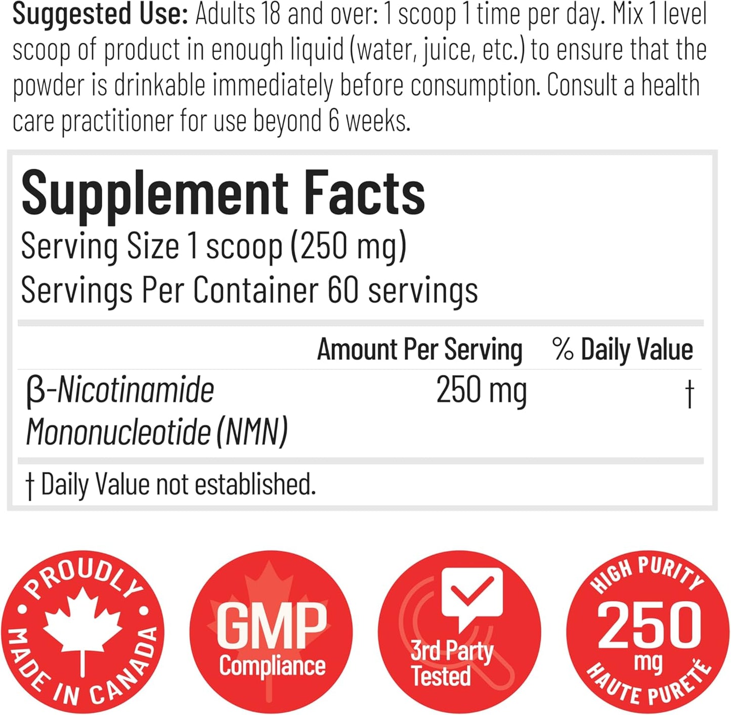 Arcwell Micronized NMN (Nicotinamide Mononucleotide) Powder | 250 mg per Scoop | NAD+ Supplement | Source of Niacin, Vitamin B3 | Supports Cellular Health & Energy Production (15 g, 60 servings)
