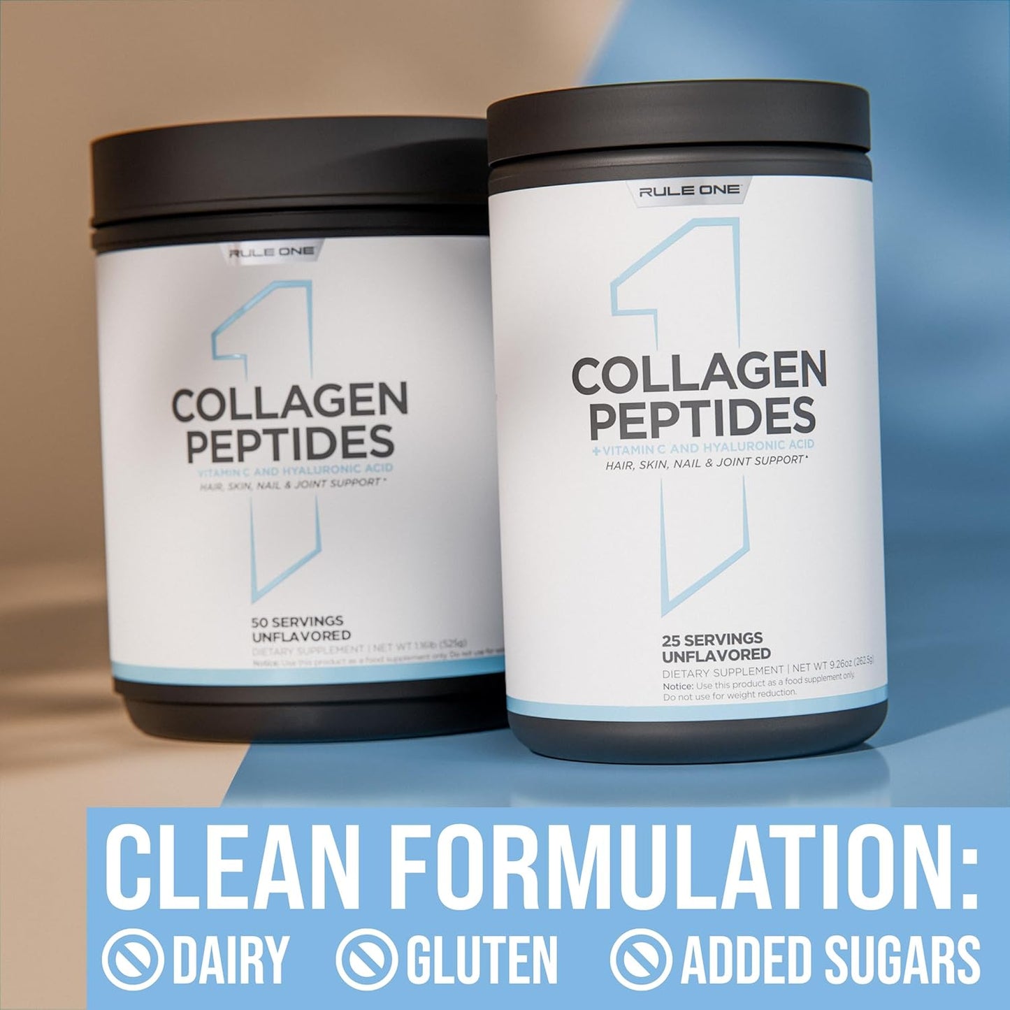 Rule1 R1 Collagen Peptides Hair Skin Nail & Joint Support Supplement 336 g, Peach Mango (28 Servings)
