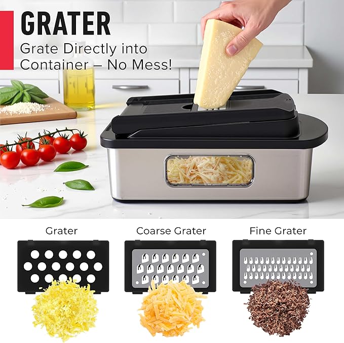 Mueller Pro-Series 10-in-1, 8 Blade Stainless Steel Multi Vegetable Chopper And Mandoline Slicer, Kitchen Tools and Gadgets, Food and Veggie Chopper, Mincer, Dicer, French Fry Cutter, Black
