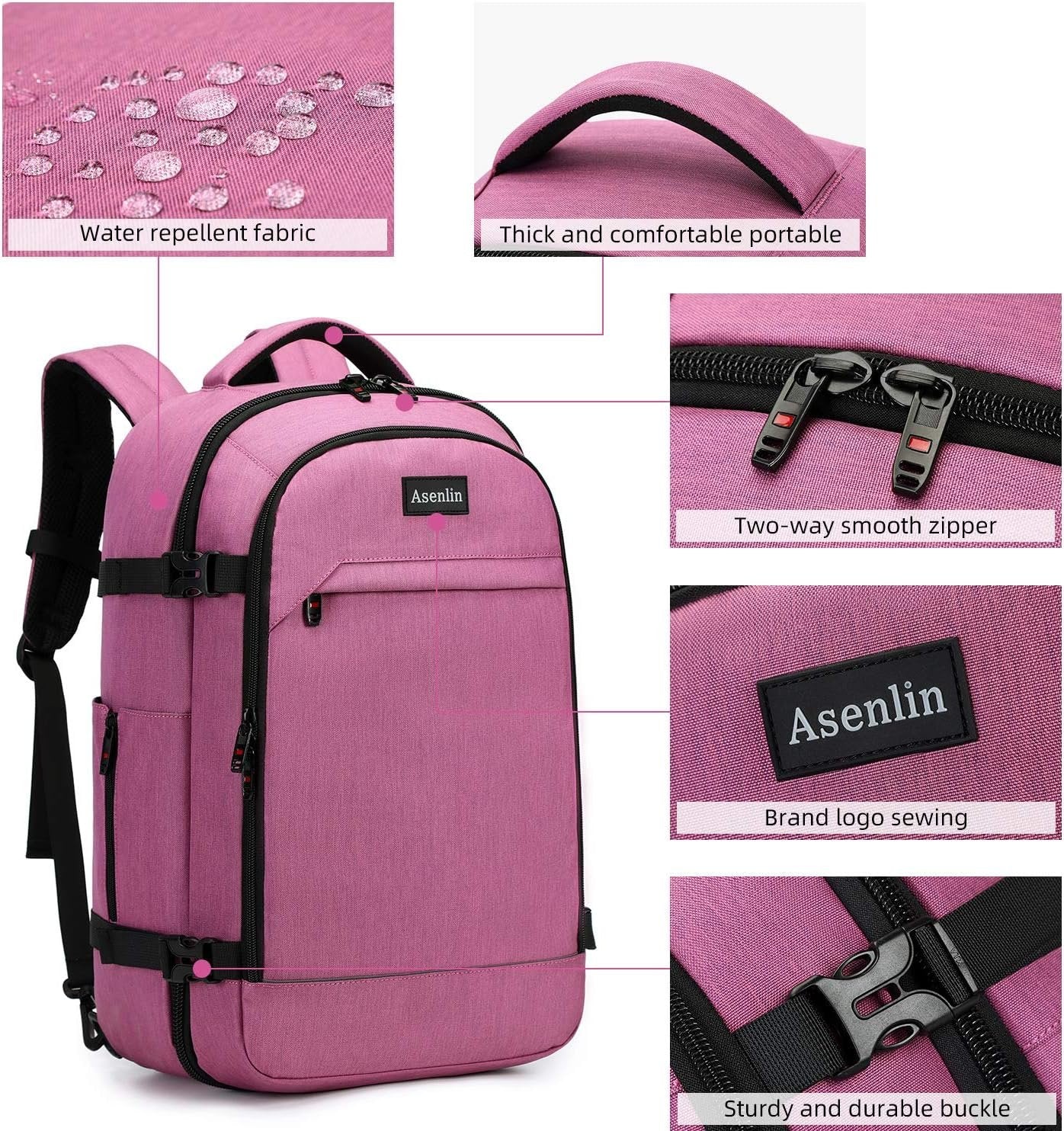 Asenlin 40L Travel Backpack ,17 Inch Laptop Backpack Flight Approved Luggage Carry On Water Resistant Computer Backpack