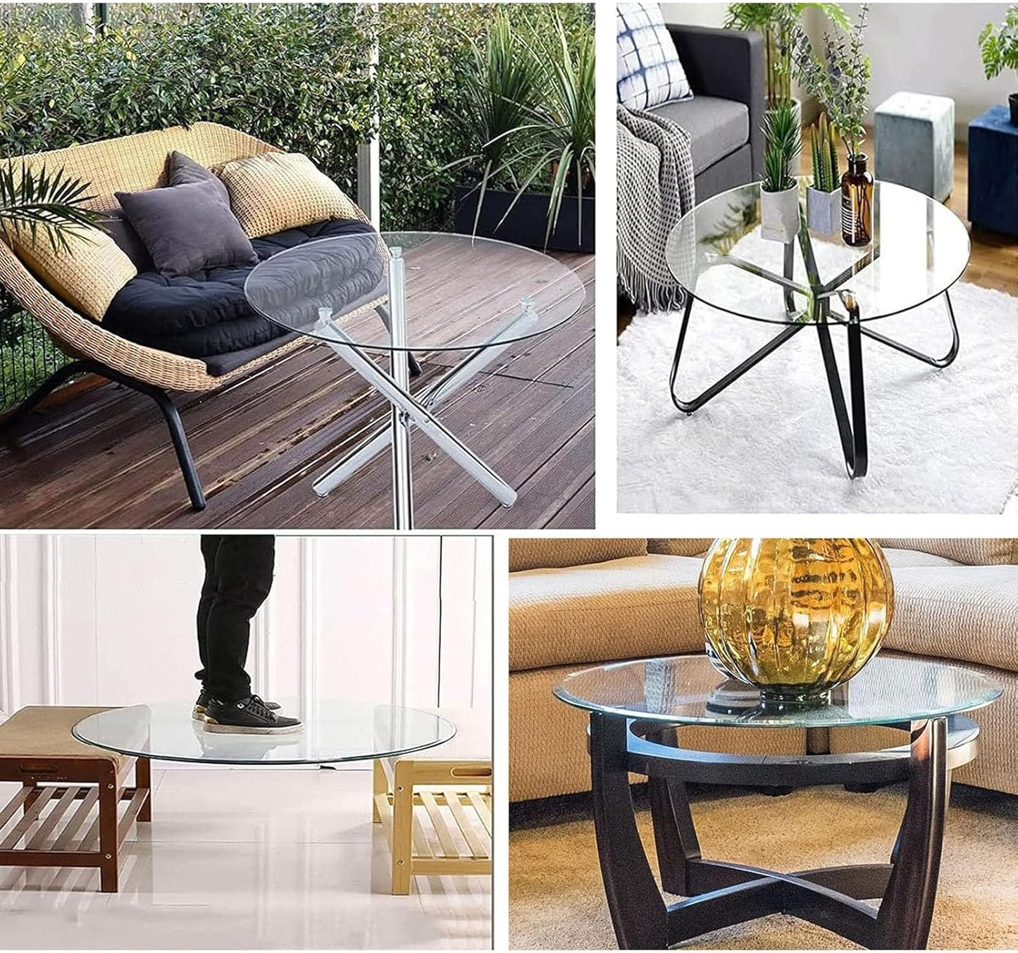 piano del tavolo da pranzo in vetro temperato.pian Tempered Glass Kitchen Table Top,Round Table Top Replacement,DIY Self-made Glass Table Tops For Coffee Tables, For Kithchen, Dining Room,(98CM(39INCH
