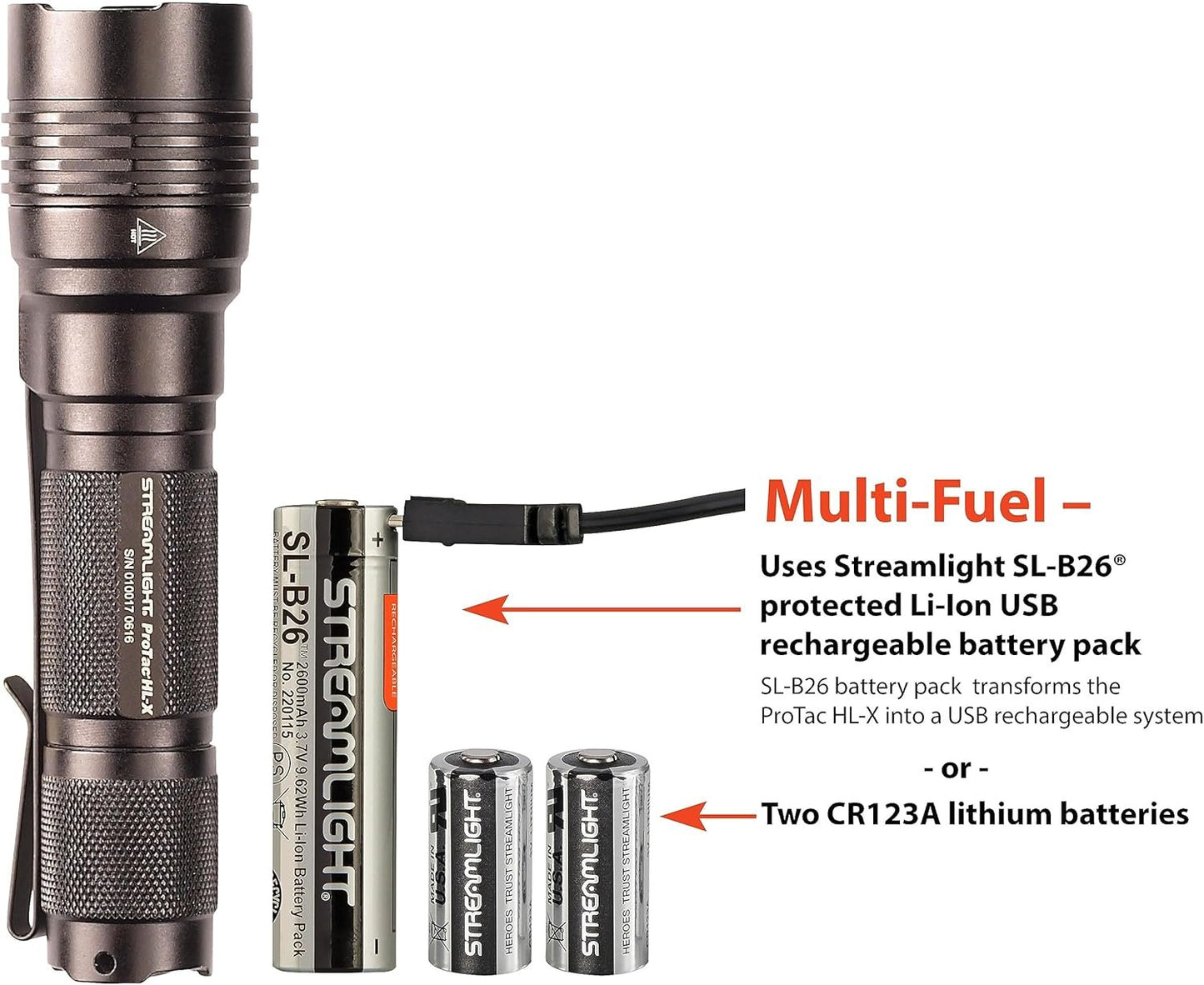 Streamlight 88084 ProTac HL-X Includes Rechargeable Battery USB Cord & Holster Clam Tactical Flashlights - 1000 Lumens
