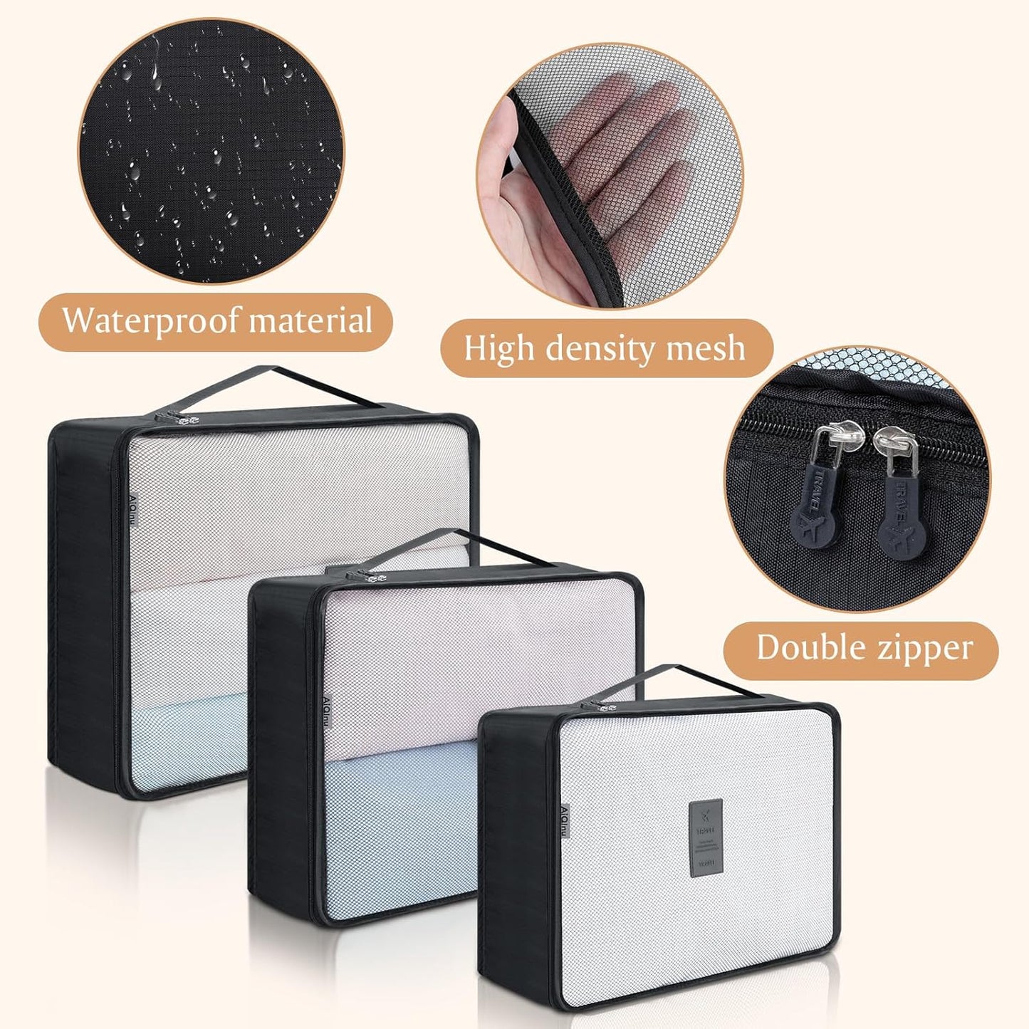 AiQInu 8 Pieces Organizer Suitcase Set, Packing Cubes, Travel Organizer, Sacks Suitcase