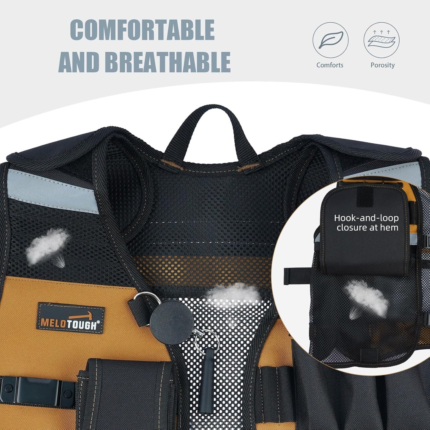 MELOTOUGH Tool Vest Reflective Safety Tool Vest with Removable Phone Holder for Electrician,Carpenter,Construction