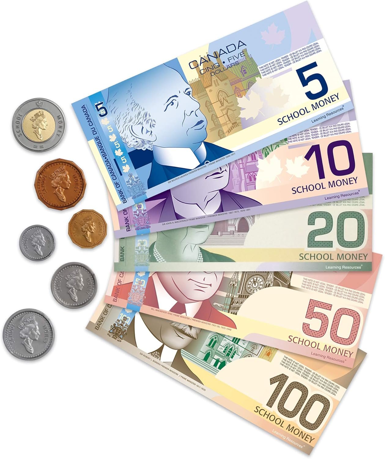 Learning Resources Canadian Currency-X-Change, Pretend Play Money for Kids, Develops Sorting and Money Skills, 211 Pieces, Ages 5+