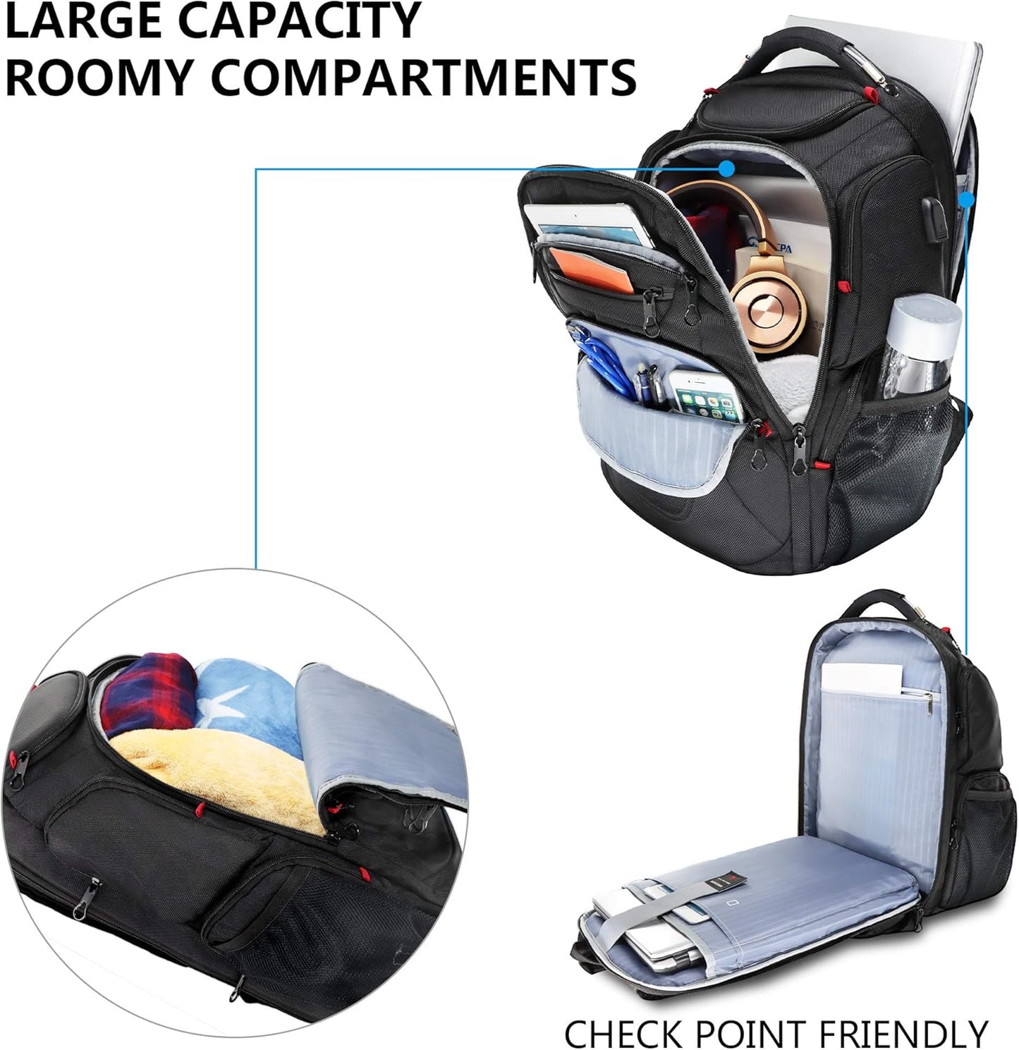 KROSER TSA Friendly Travel Laptop Backpack 17.3 Inch