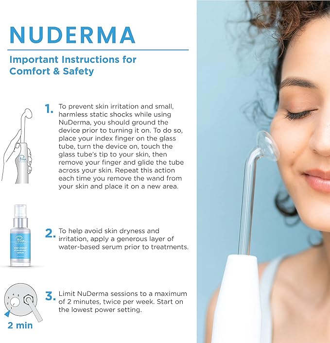 NuDerma Handheld Skin Therapy Wand Machine w/Neon – Anti-Aging - Skin Tightening - Wrinkle Reducing - Dark Circles – Clarifying - Hair & Scalp Stimulator