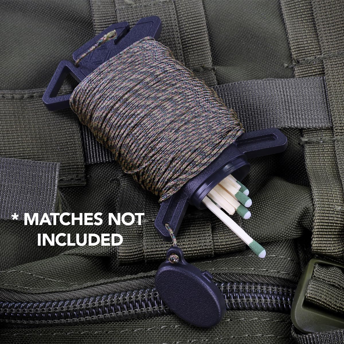 Atwood Rope Ready Rope™ Micro Cord Dispenser 125ft 100lb Test, Camping Gear Survival Tool, Built in Storage, Cutting Blade, Cord Grip, Gear Loop, Made in USA (OD)