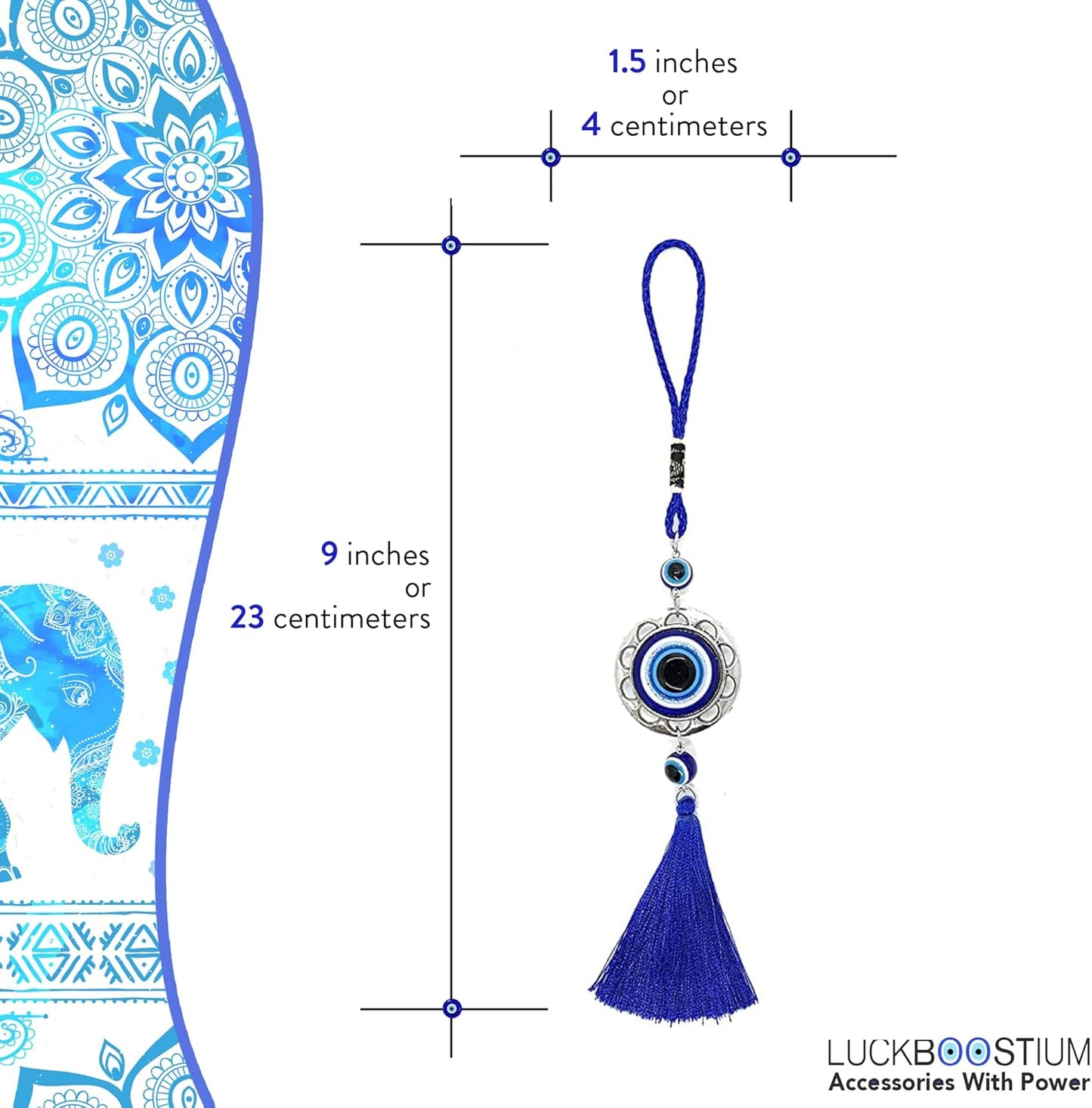 LUCKBOOSTIUM Lucky Eye Wheel of Fortune Wall and Door Hanging Ornament with Gold Metal Chain