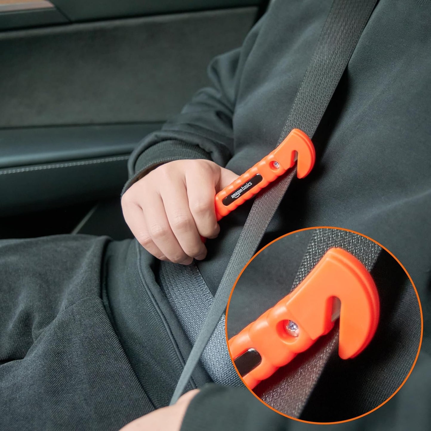 Amazon Basics Emergency Seat Belt Cutter and Window Hammer Tool, Car Accessories, 2 Pack