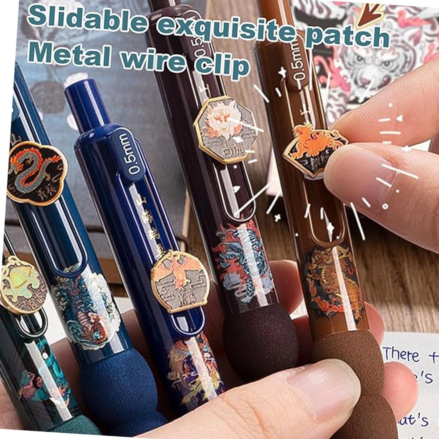 WEZCHUGHAOL Capybara Ballpoint Pens, Cute Erasable Ink Pens, 0.5mm Fine Point, blue Ink, Set of Pens (Brown)