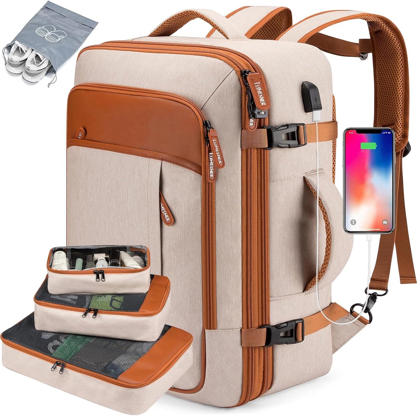 Lumesner Carry on Backpack, Extra Large 40L Flight Approved Travel Backpack for Men & Women