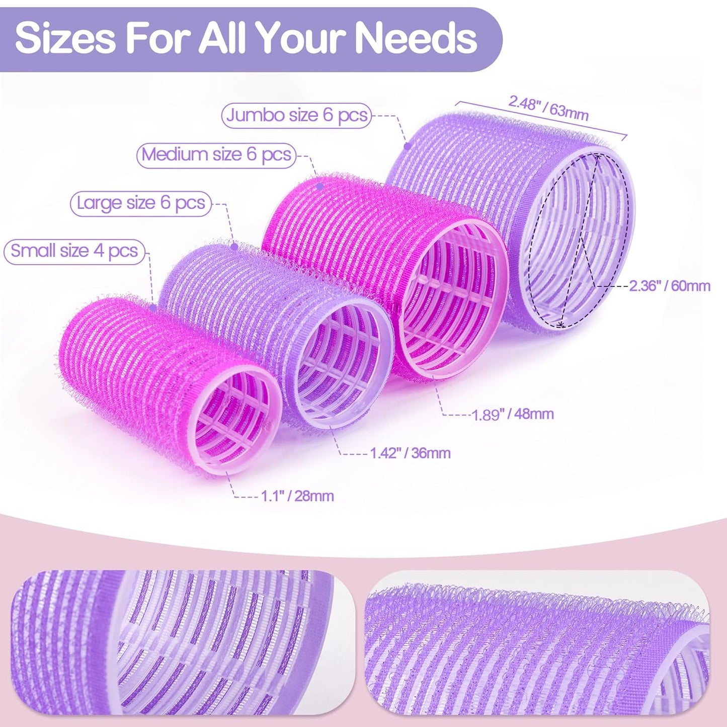 33 Piece Hair Rollers set, Self Grip Hair Rollers for Long Medium Short Hair, ELASO Large Medium Hair Curler (22 Rollers + 10 Stainless steel Clip +1 Storage Bag)
