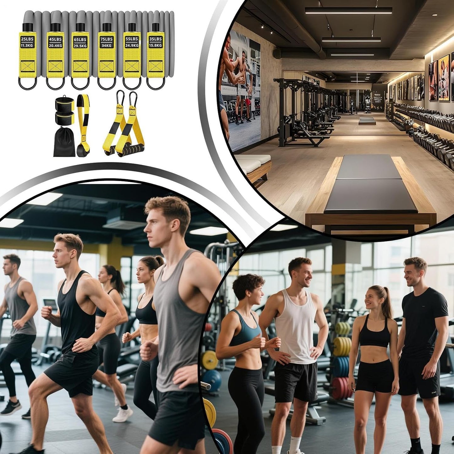 Exercise Bands, Pull Up Assistance Set, 11.81 Inches Adjustable Opposition with Non Slip Design and Ankle Straps, Heavy Duty Fitness Gear for Strength, Training & Hand Workout Use