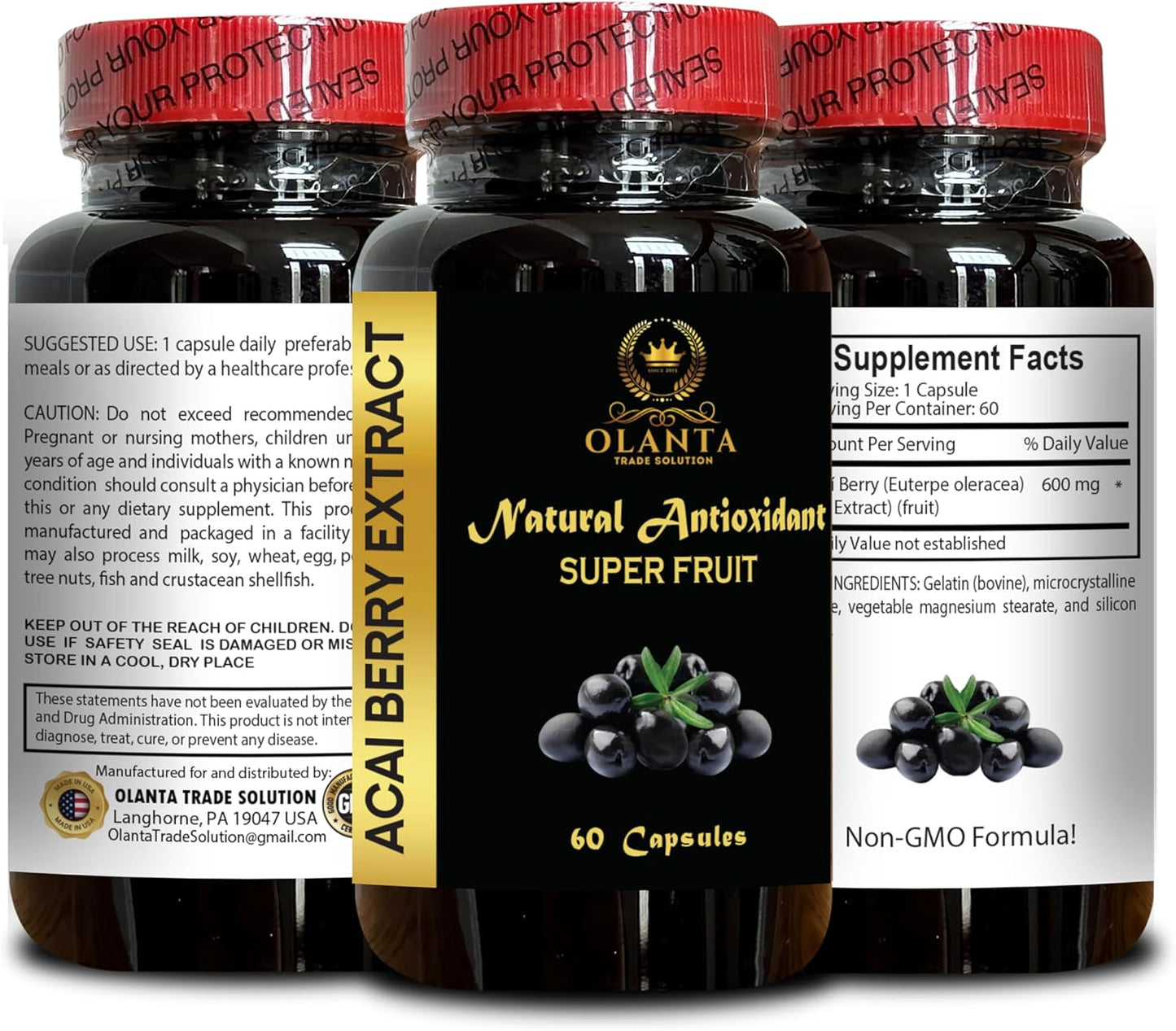 ACAI Berry Extract - acai Berry Cleanse, Non-GMO, Extract, Anti Aging Supplement Acai Berry Extract for Women and Men, Wellness - 1 Bottle 60 Capsules