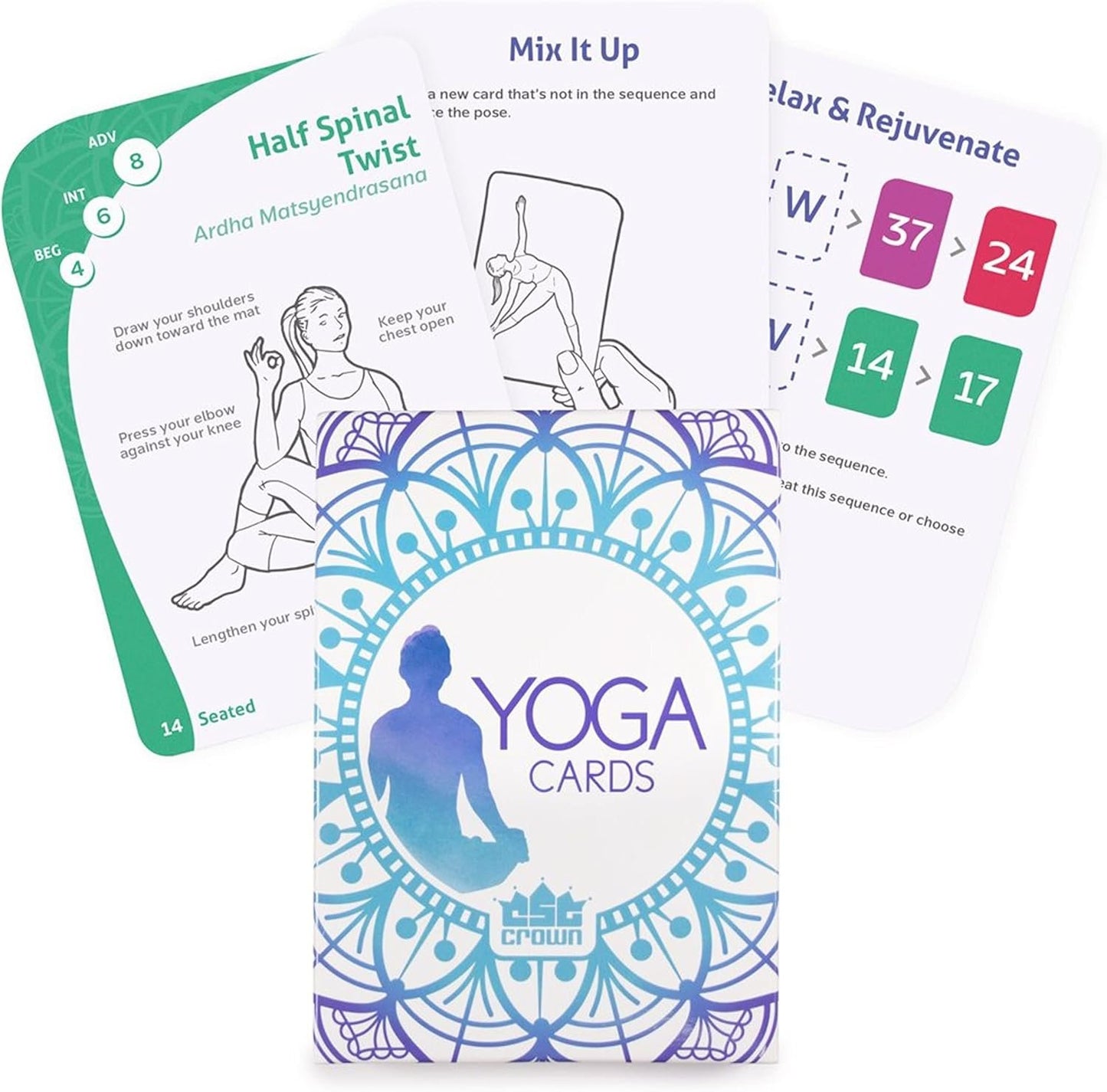 Crown Sporting Goods 796520356399 63 Card Yoga Exercise Deck-45 Poses