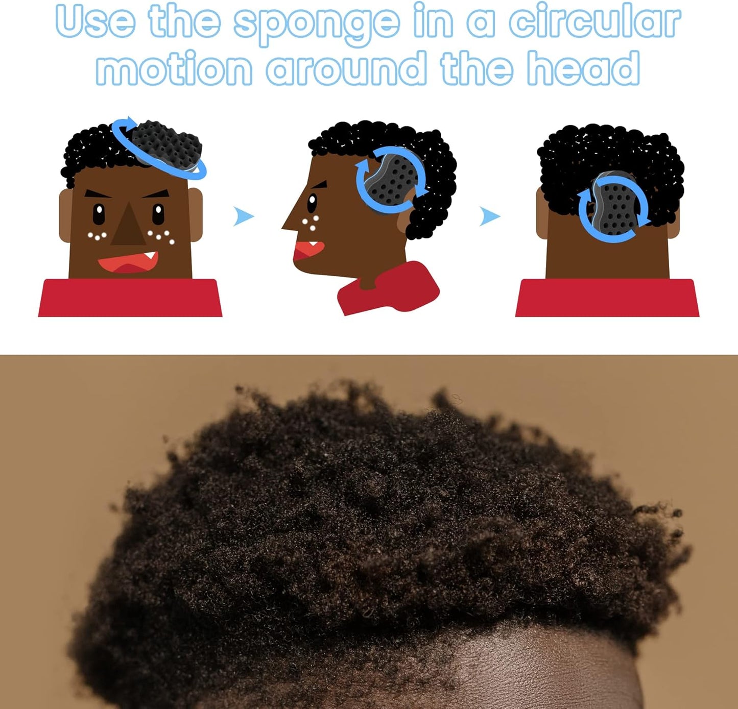 Beauty7 Double Side Two in One Magic Twist Hair Sponge Magic Hair Twist Sponges Afro Braid Style Hair Sponge Brush Natural Hair Sponge Barber Styling Comb Locking Afro Coil Comb Care Hair Styling Tool