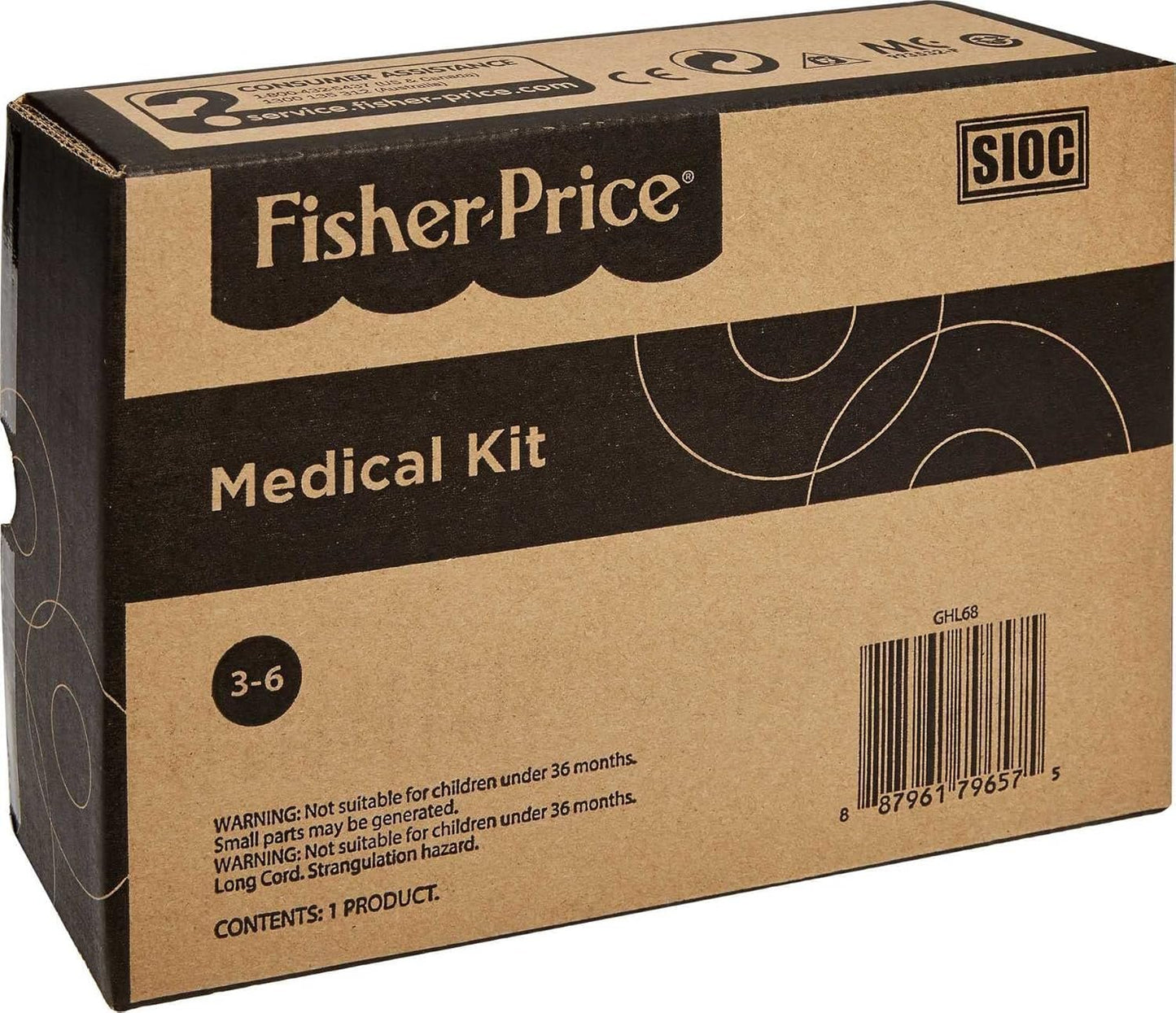 Fisher-Price Doctor Playset Medical Kit 7-Piece Toy for Dress Up and Preschool Pretend Play Ages 3+ Years