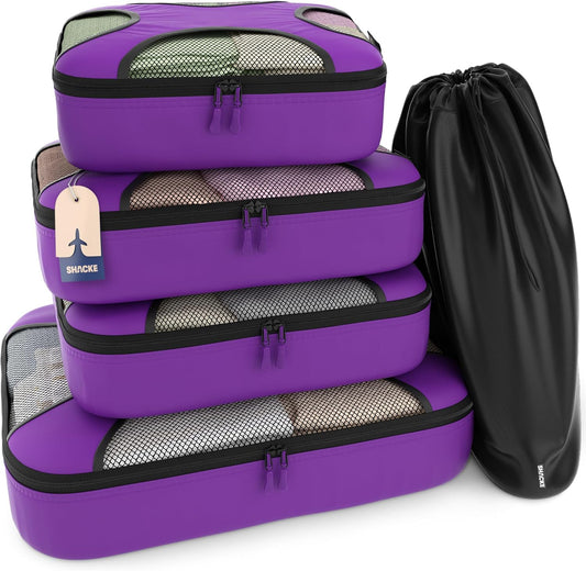Shacke Pak - 4 Set Packing Cubes - Travel Organizers with Laundry Bag