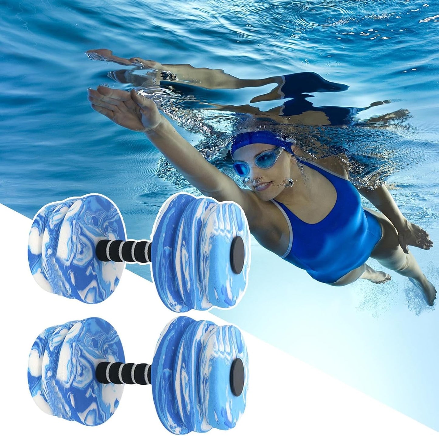 Dumbbell Set, Pool Weights Water, 10.63in Exercise Floating Lightweight, Foam Eva Equipment, Waterproof Design for Fitness Gear, Swimming, Pool Workout, Resistance Exercise
