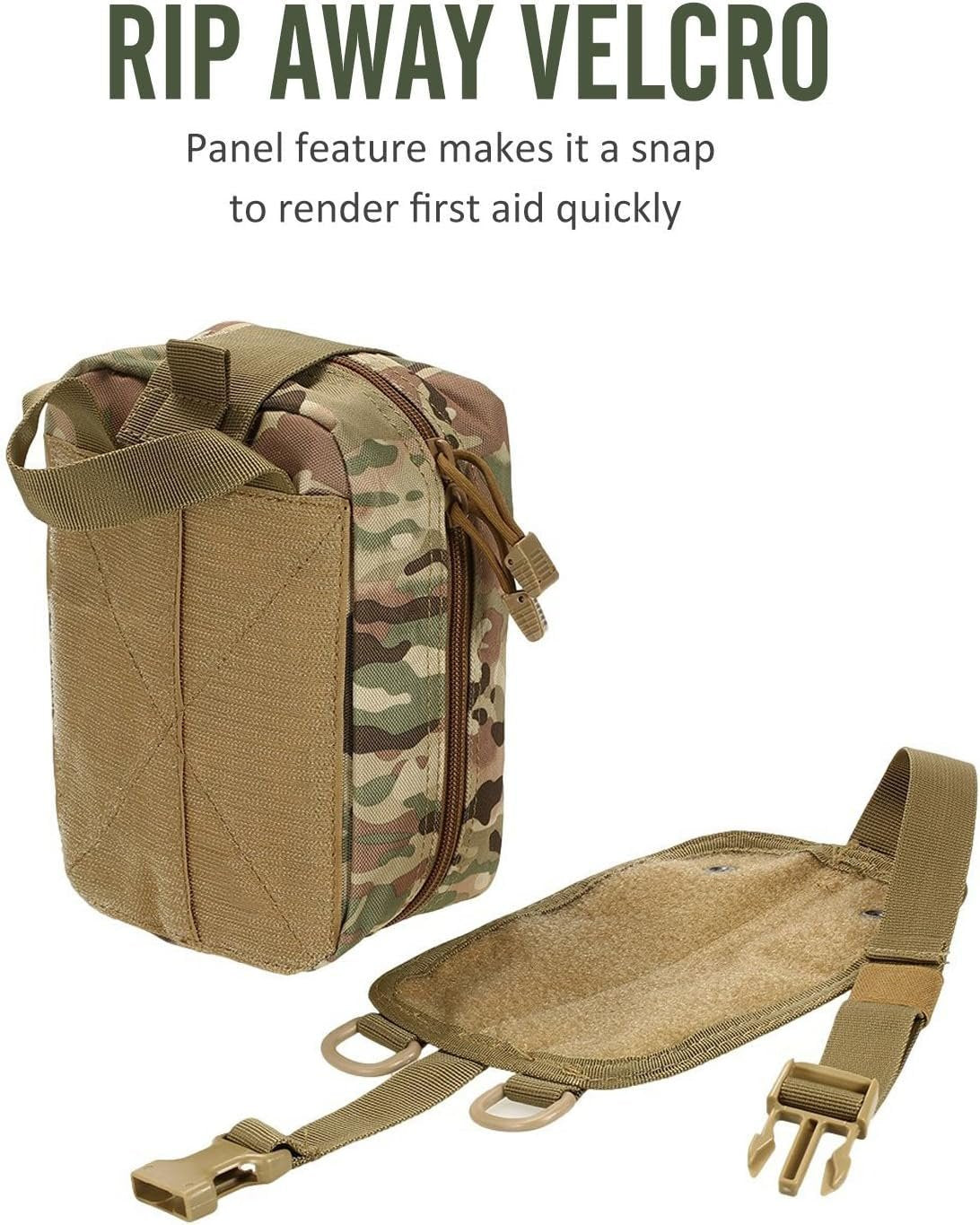 ifak molle First aid Bag EMT Tactical Pouches Rip-Away Medical Pouch Utility Rescue Emergency Trauma Accessories Tools Bag Military Belt Pouch (camo)
