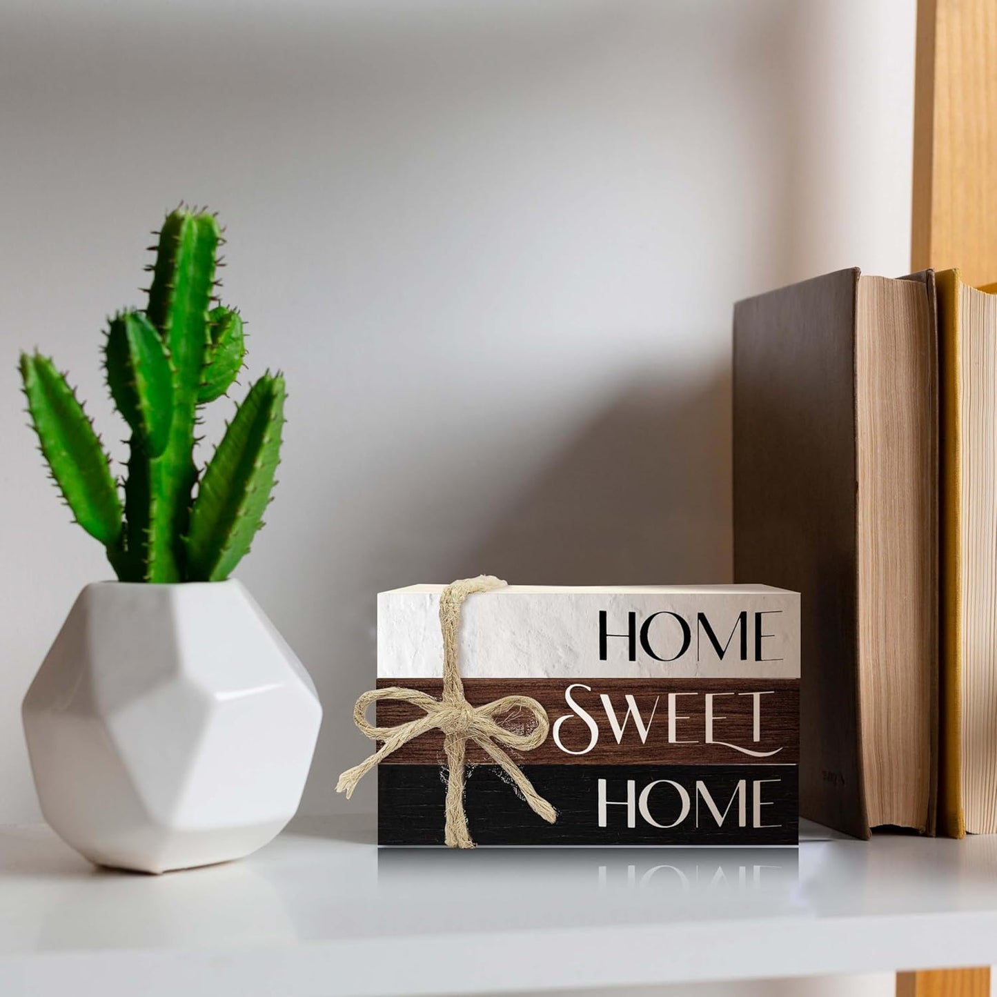 Mini Decorative Books For Home Decor, Rustic Wood Stack For Table, Home Sweet Home Decor Books For Living Room