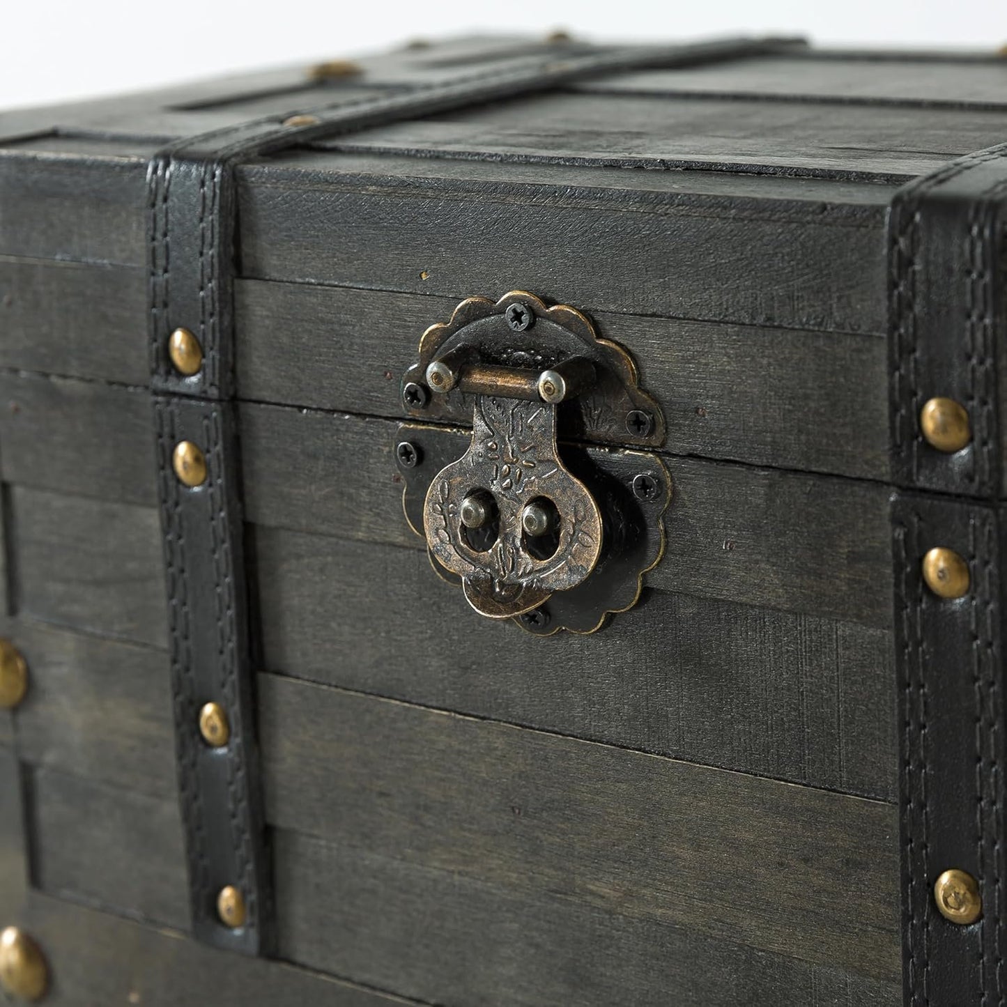 SLPR Alexander Wooden Boxes with Hinged Lids - Set of 2, Decorative Trunks for Storage and Home Decor, Antique Wood Treasure Chests for Keepsakes