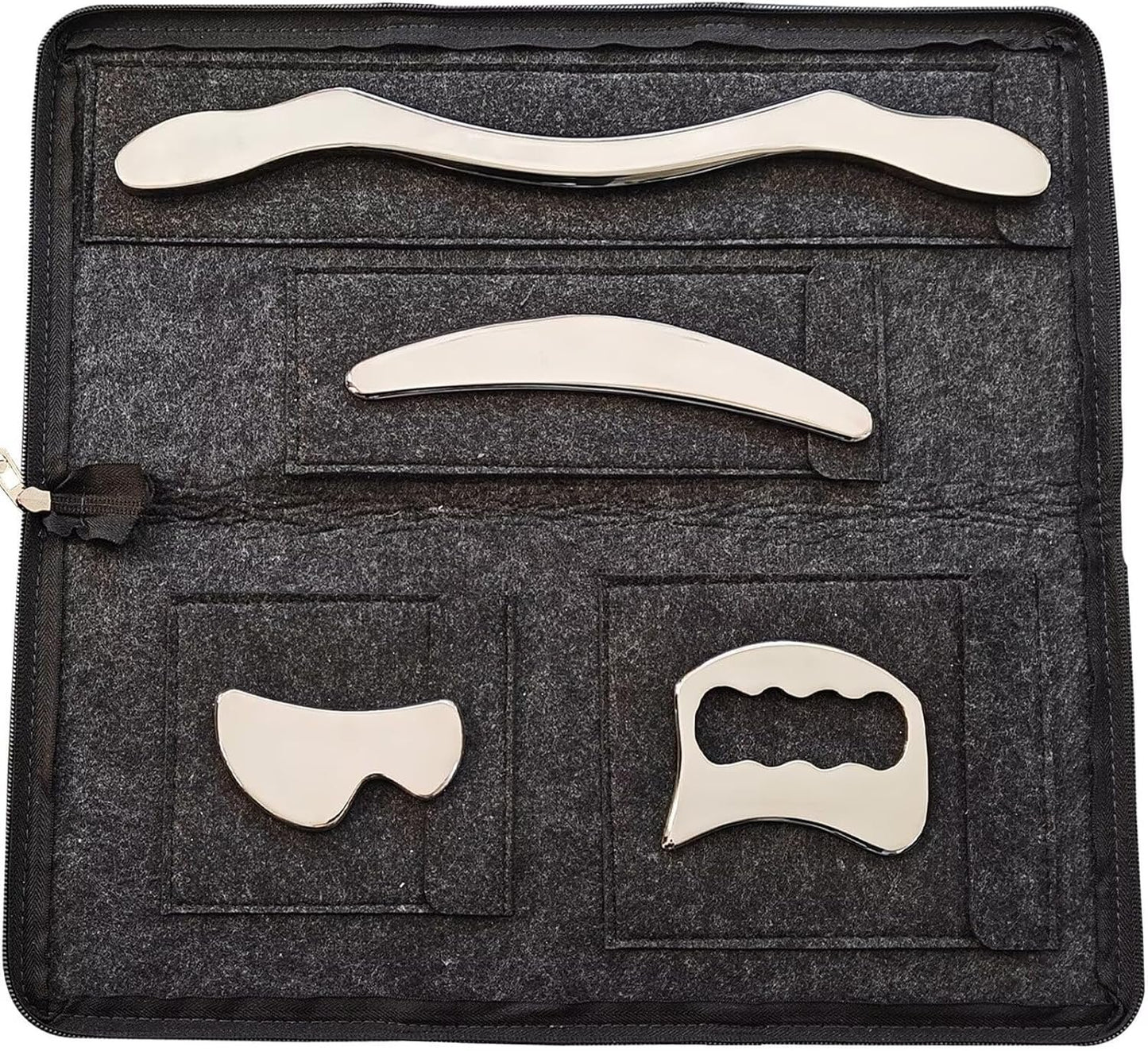 GYX COELE Stainless Steel Gua Sha Muscle Scraper tool, IASTM Tool for Massage and Scraping (4pcs carry bag)
