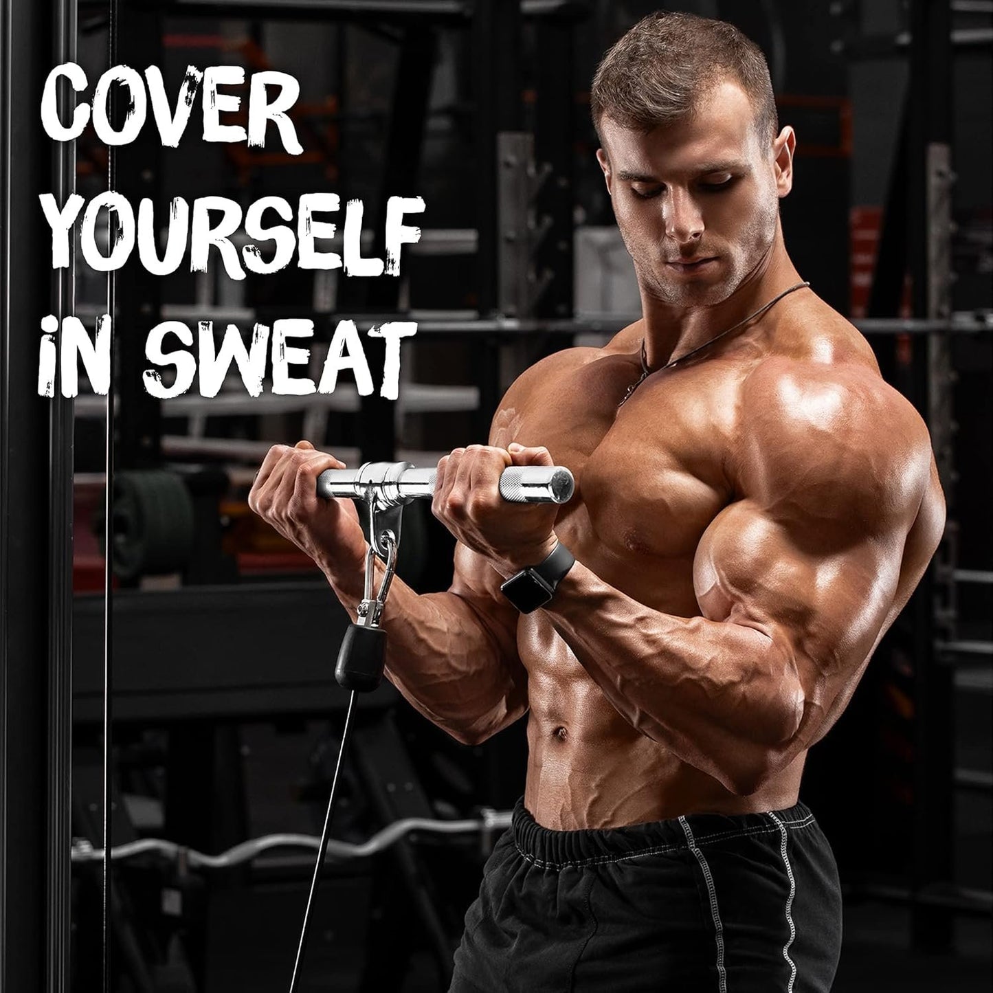 Yes4All's Premium LAT Pull Down Cable Attachment, Tricep Press Down Bar and V-Shaped Bar with Diamond Knurl Handle for Bodybuilding and Strength Training