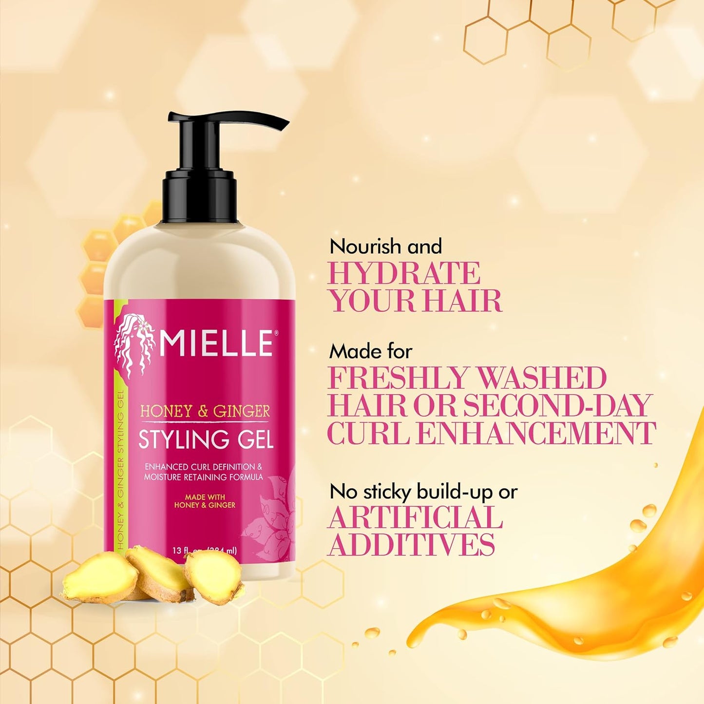 Mielle Organics Styling Gel Honey & Ginger 13oz / 384ml